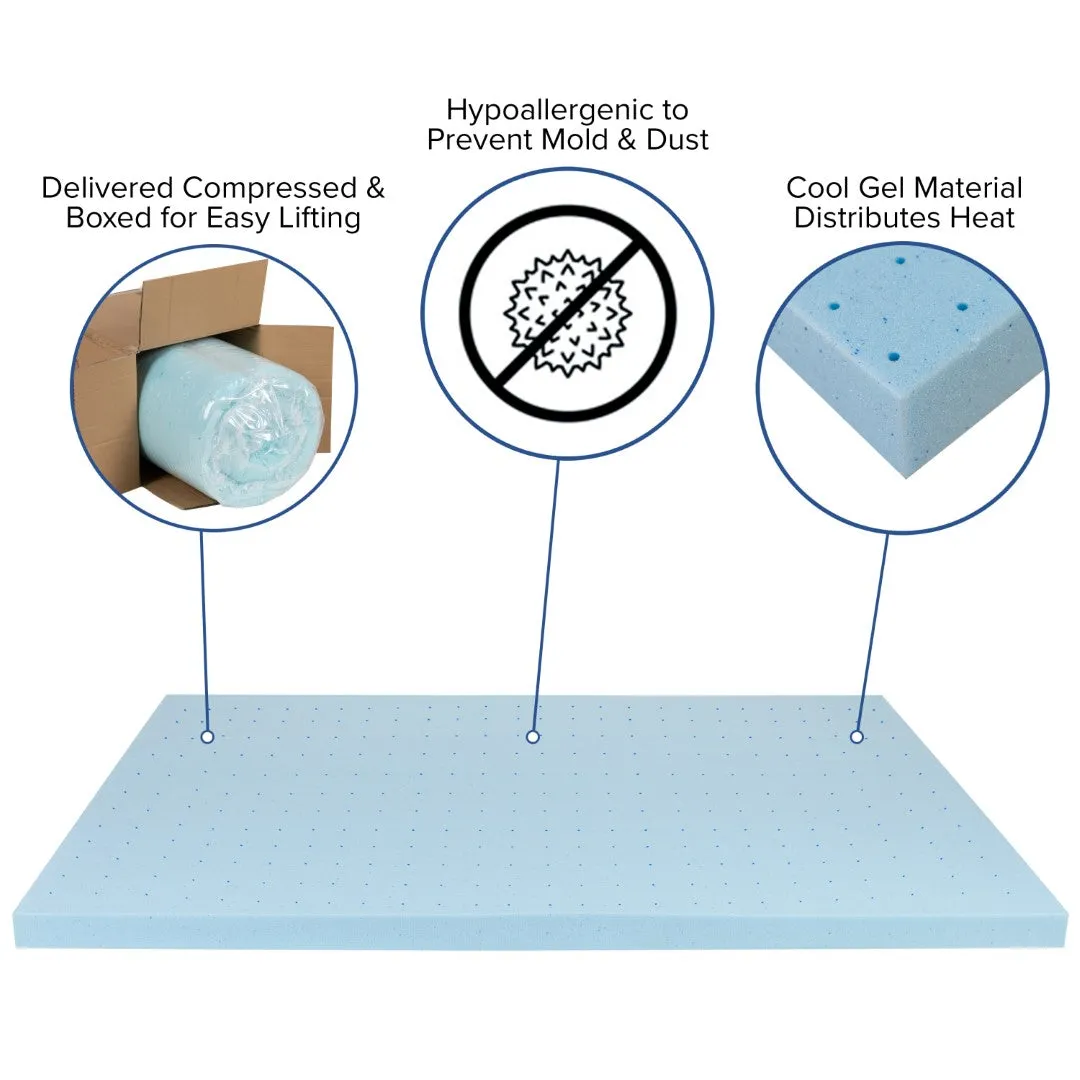 14 Inch Metal Platform Bed Frame with 10 Inch Pocket Spring Mattress in a Box and 3 inch Cool Gel Memory Foam Topper - Queen