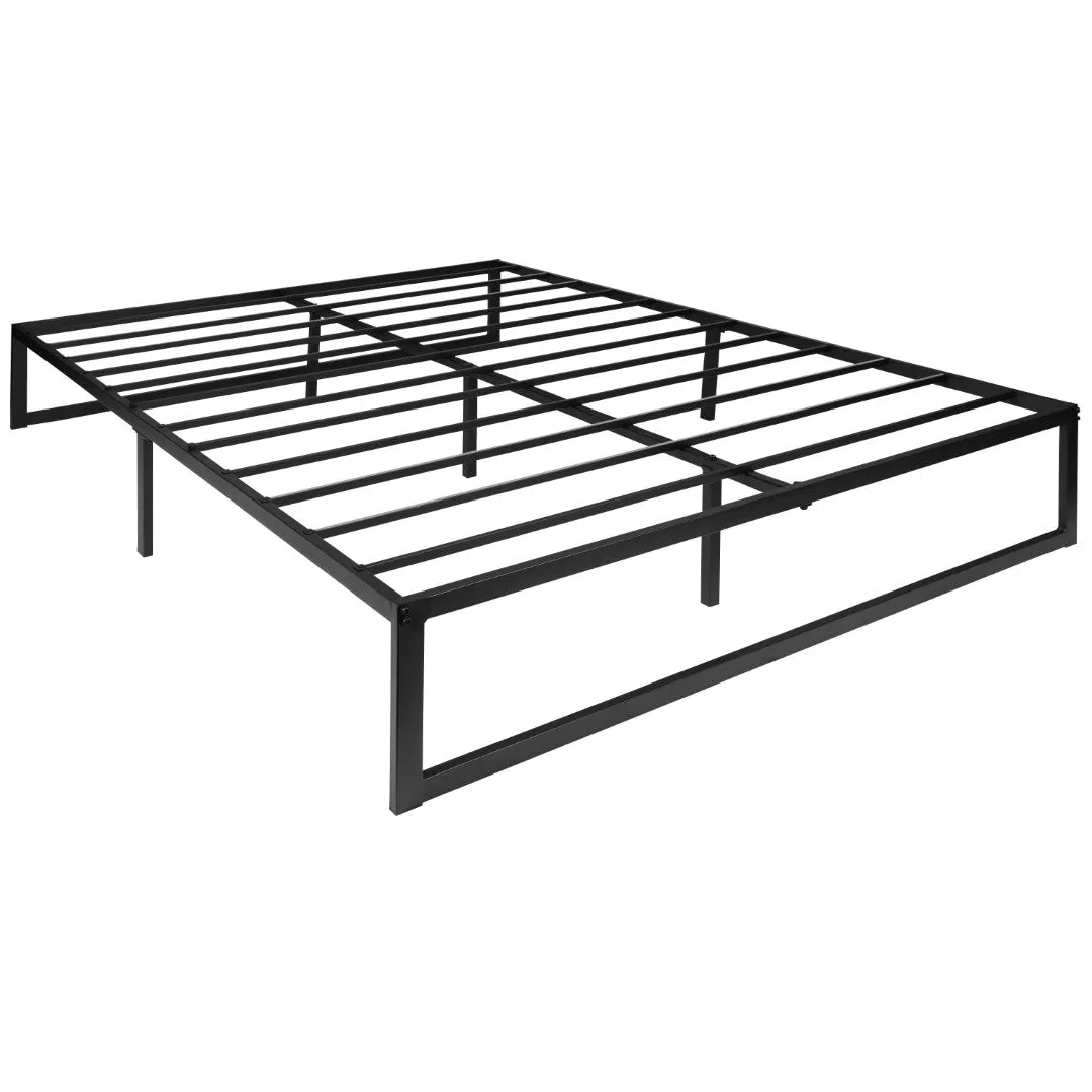 14 Inch Metal Platform Bed Frame with 10 Inch Pocket Spring Mattress in a Box and 3 inch Cool Gel Memory Foam Topper - Queen