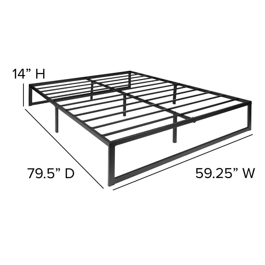 14 Inch Metal Platform Bed Frame with 10 Inch Pocket Spring Mattress in a Box and 3 inch Cool Gel Memory Foam Topper - Queen