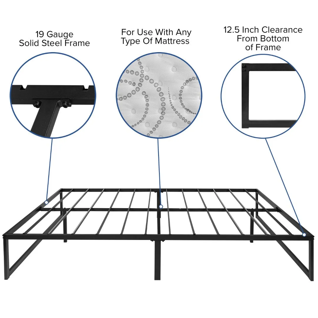 14 Inch Metal Platform Bed Frame with 10 Inch Pocket Spring Mattress in a Box and 3 inch Cool Gel Memory Foam Topper - Queen