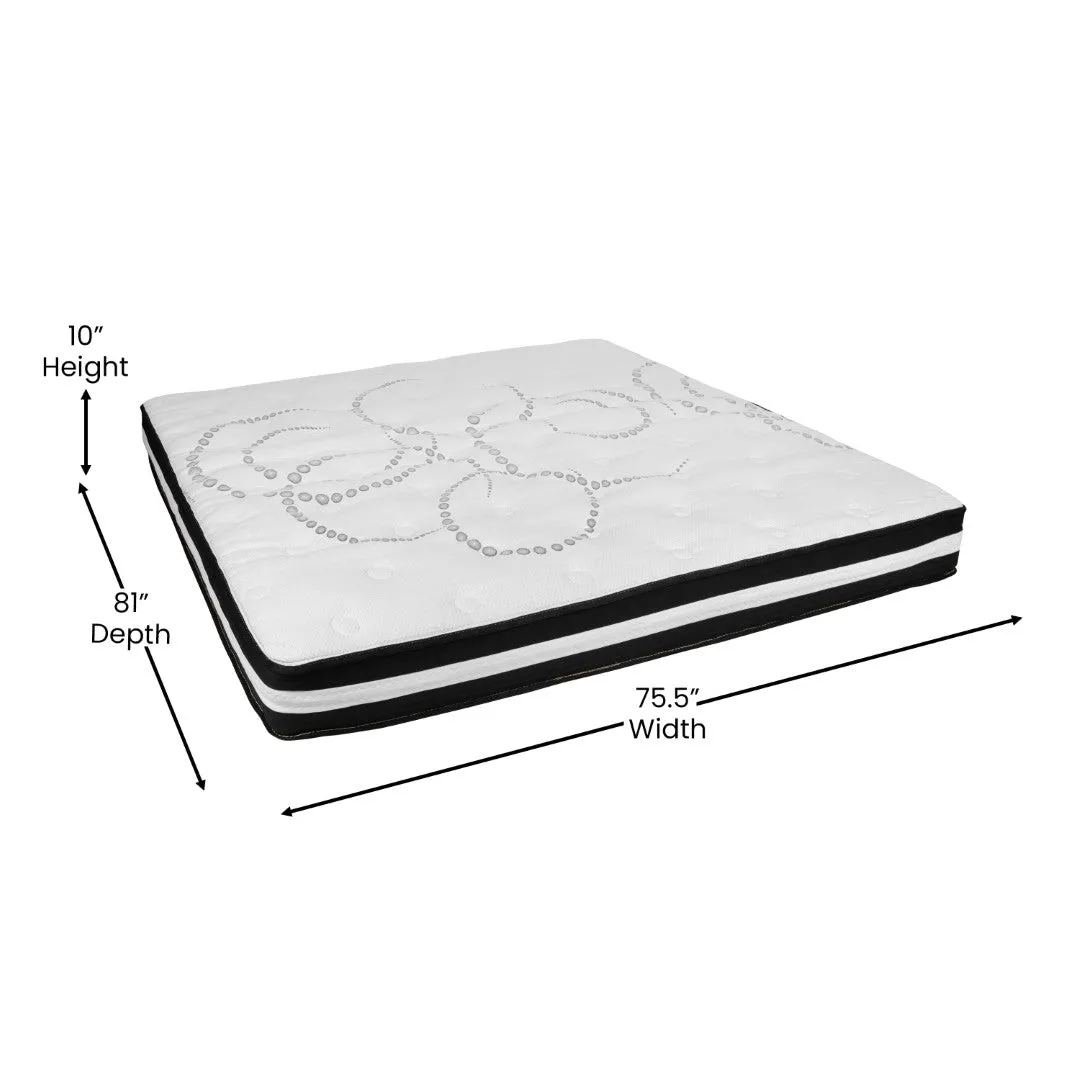 14 Inch Metal Platform Bed Frame with 12 Inch Pocket Spring Mattress in a Box and 2 Inch Cool Gel Memory Foam Topper - King