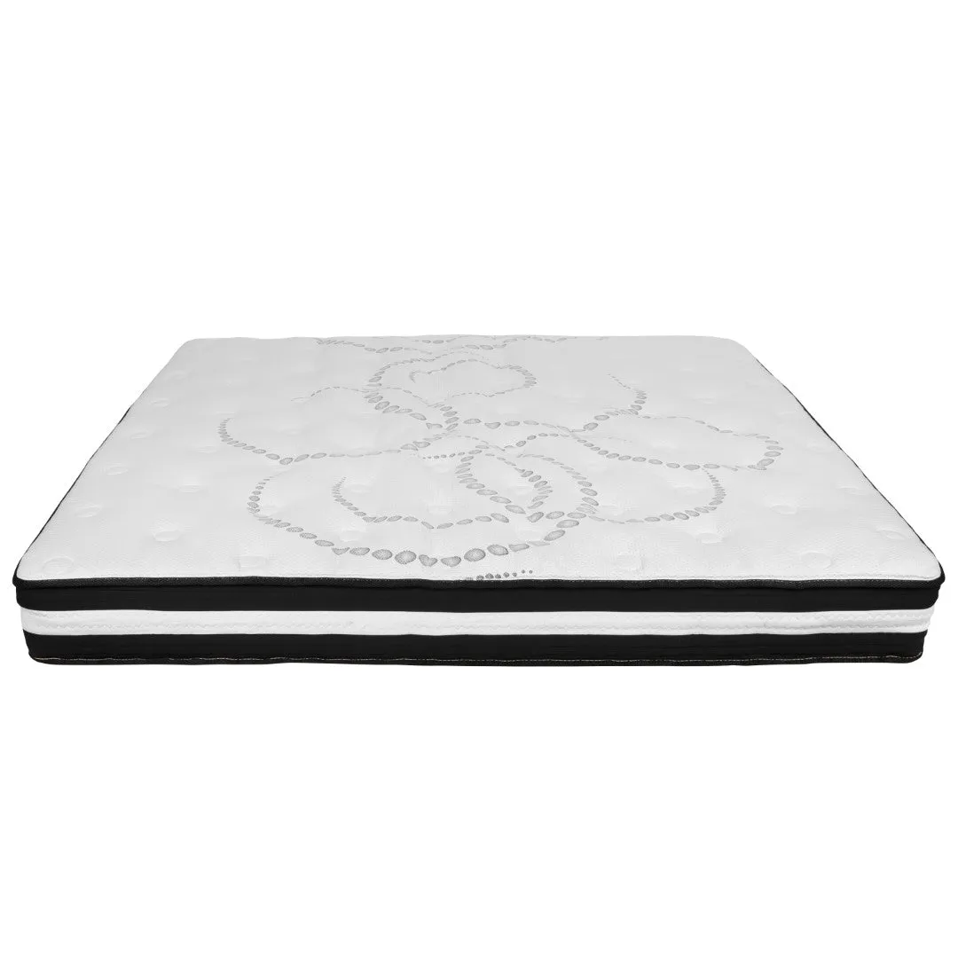 14 Inch Metal Platform Bed Frame with 12 Inch Pocket Spring Mattress in a Box and 2 Inch Cool Gel Memory Foam Topper - King
