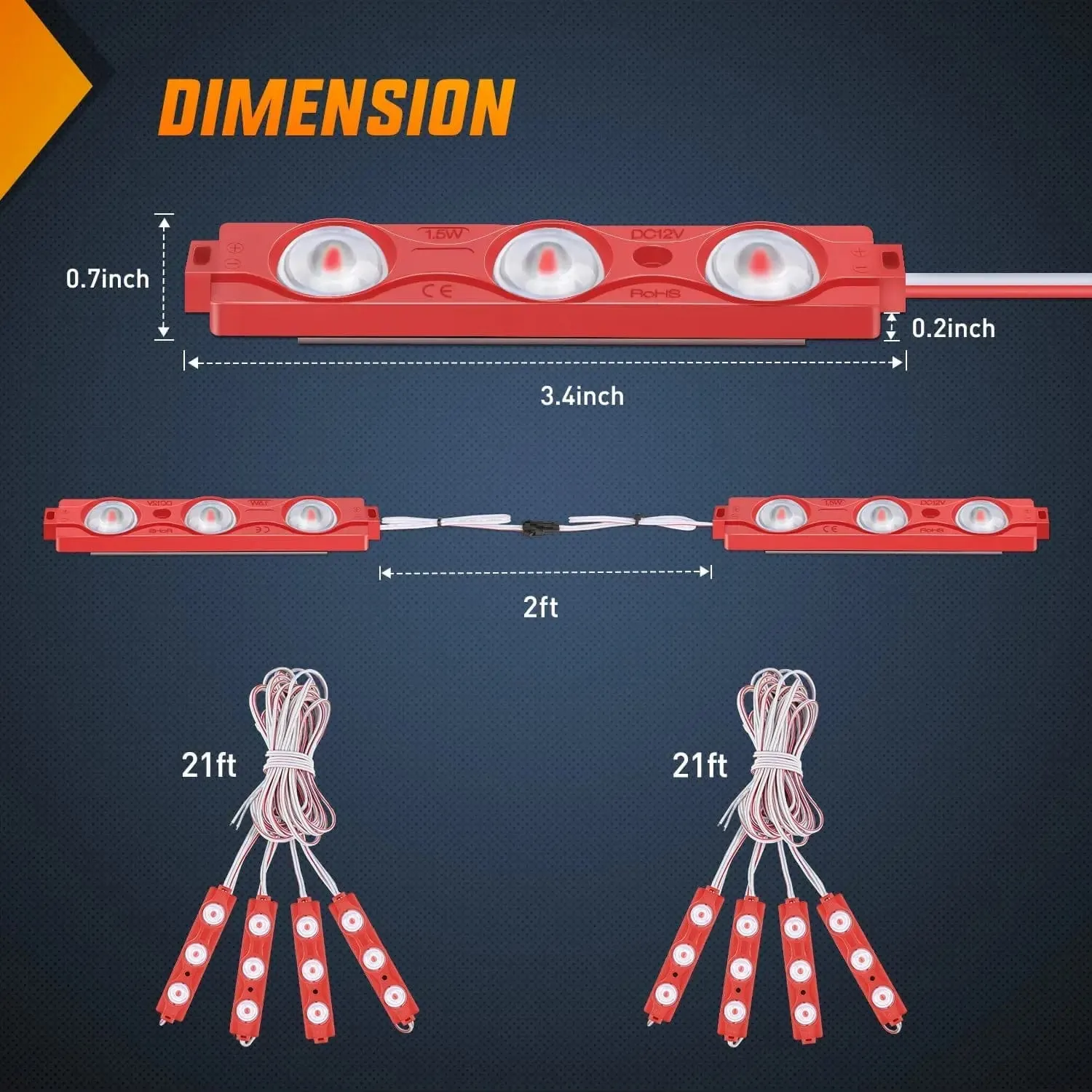 24 LEDs Red Ultra-Bright Light Kit (8 Pcs)