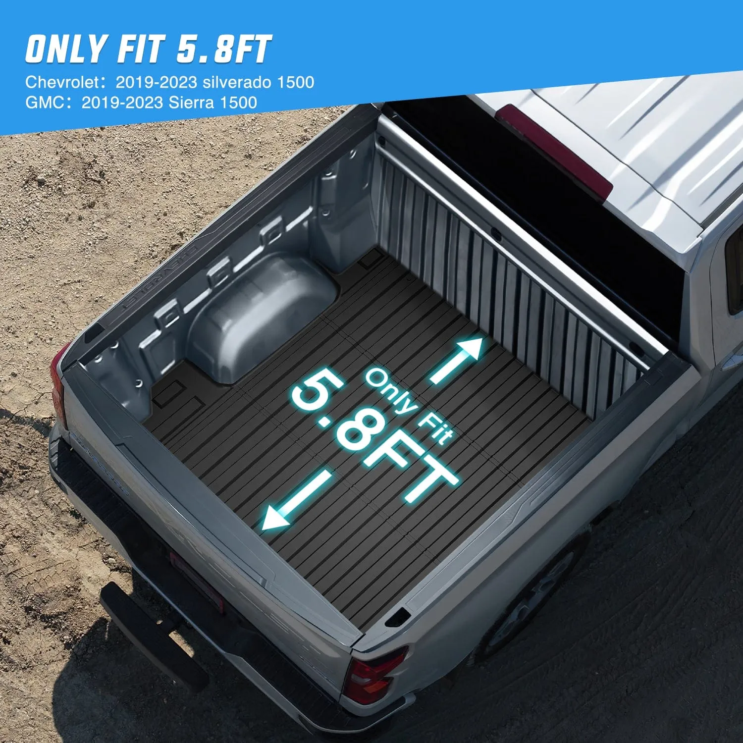 5.8ft Rubber Short Bed For 2019-2023 Chevy Silverado 1500/GMC Sierra 1500