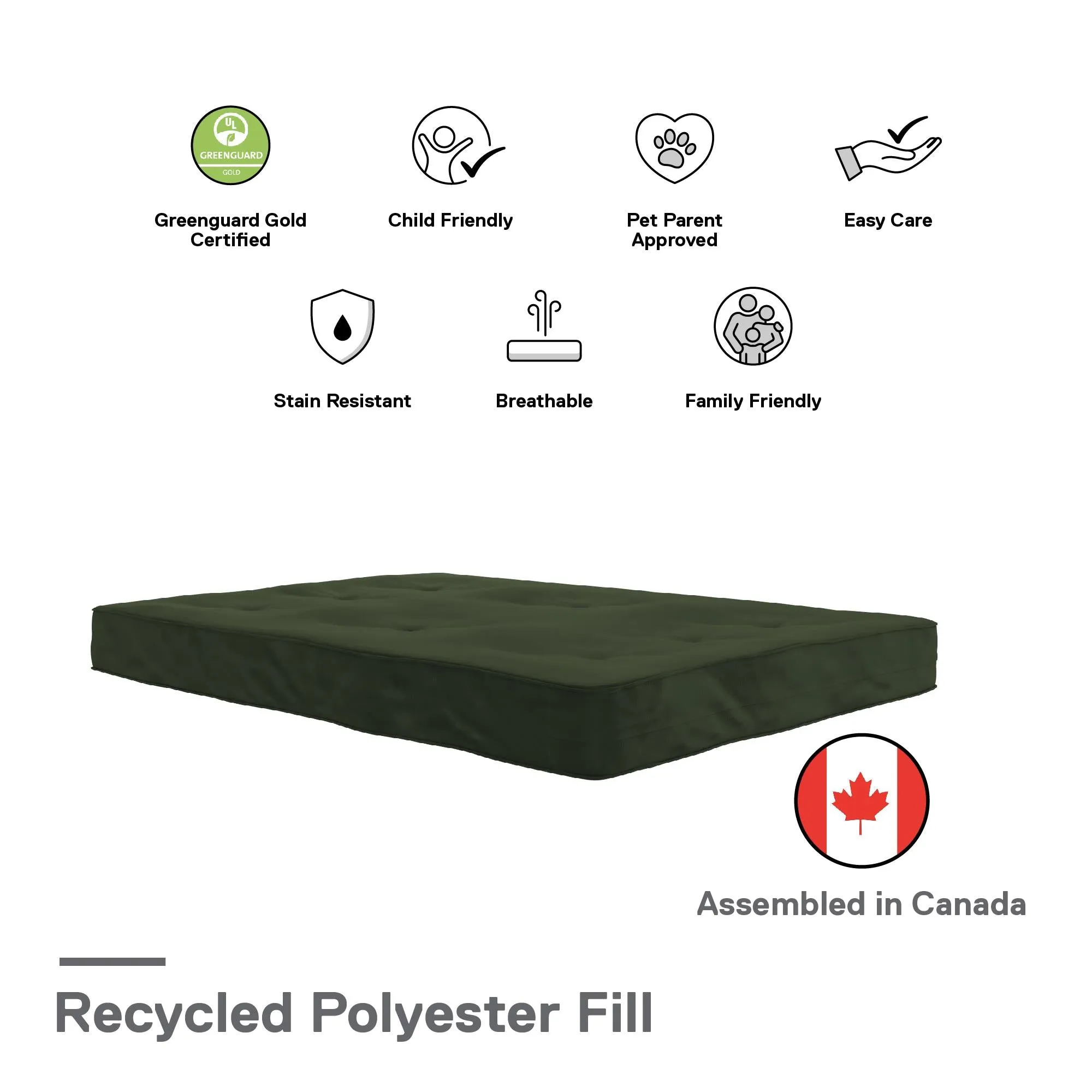 6" Full Size Futon Mattress with Tufted Cover