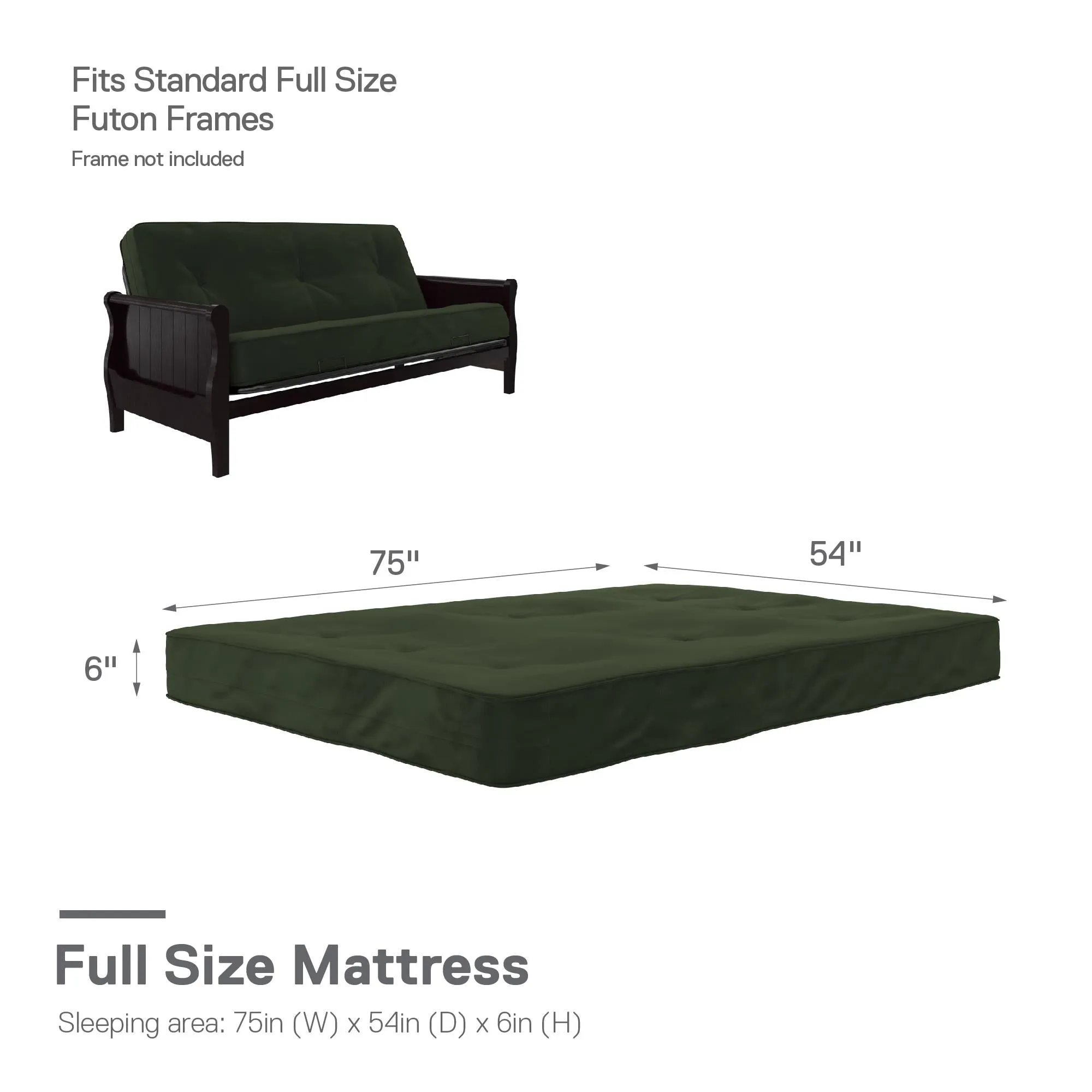 6" Full Size Futon Mattress with Tufted Cover