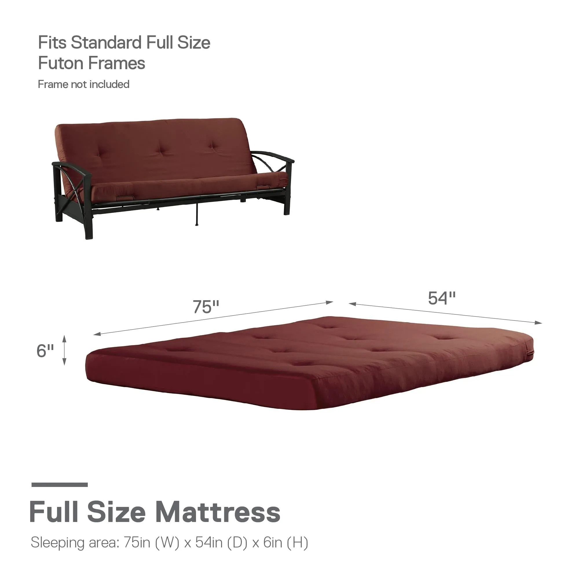 6" Full Size Futon Mattress with Tufted Cover
