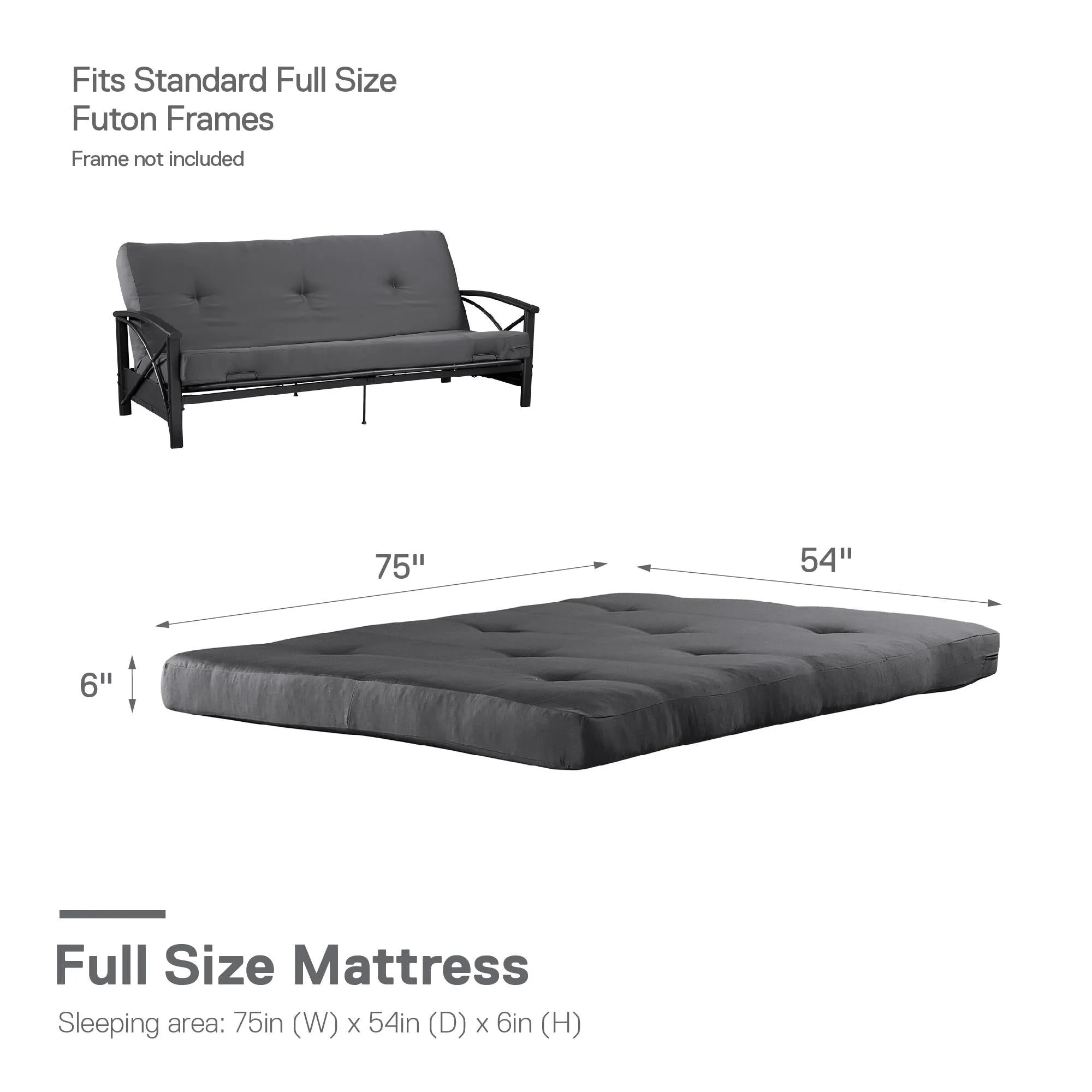 6" Full Size Futon Mattress with Tufted Cover