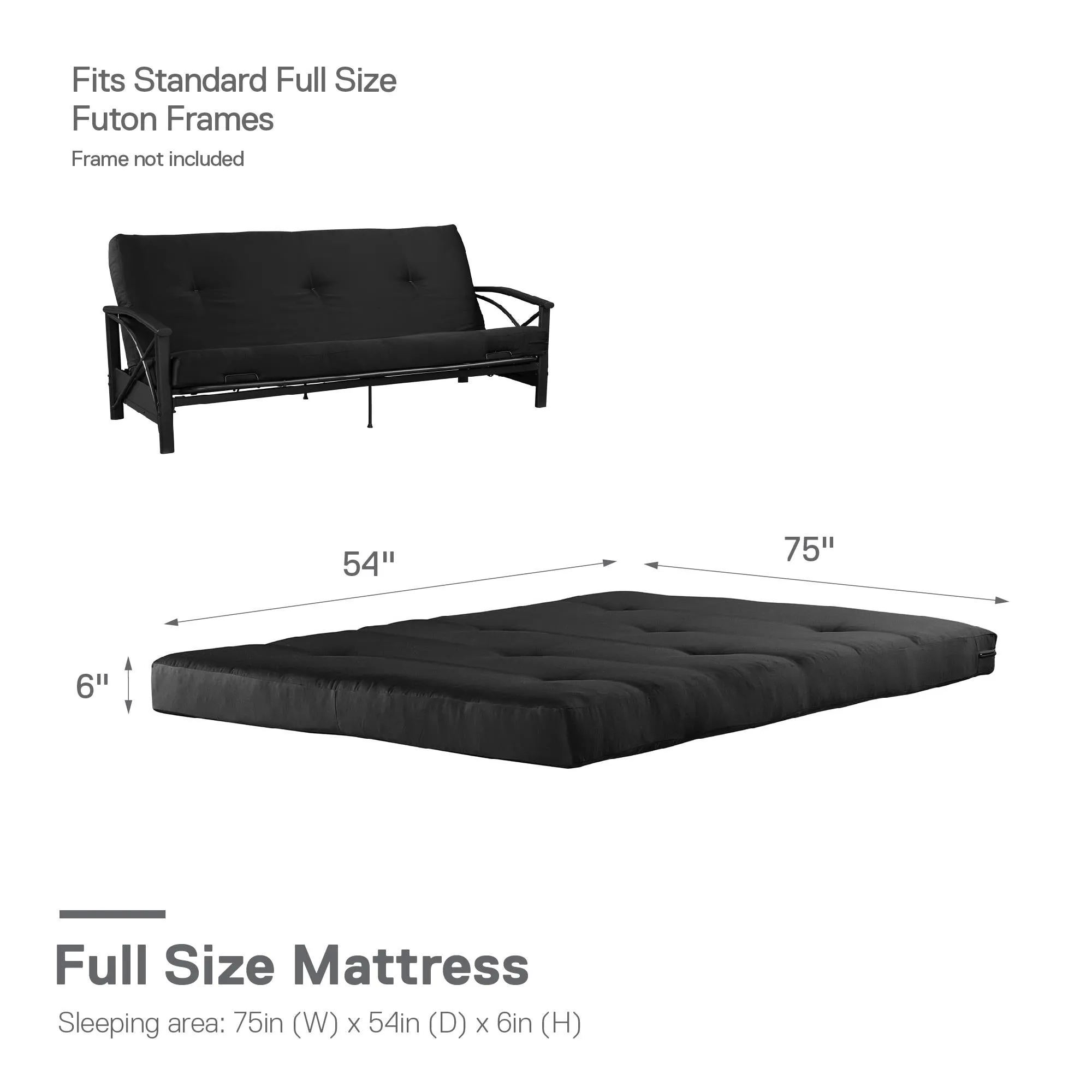 6" Full Size Futon Mattress with Tufted Cover
