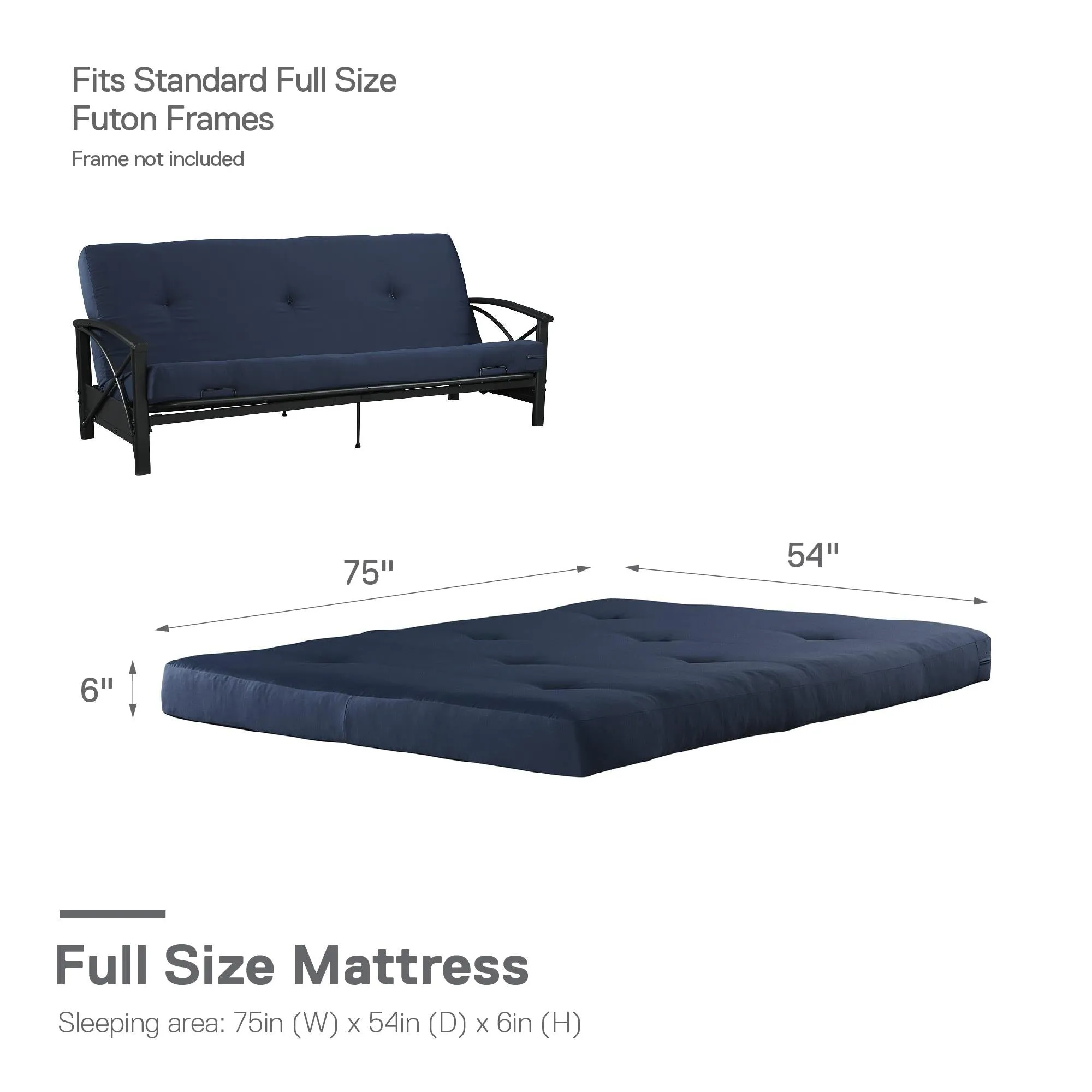6" Full Size Futon Mattress with Tufted Cover