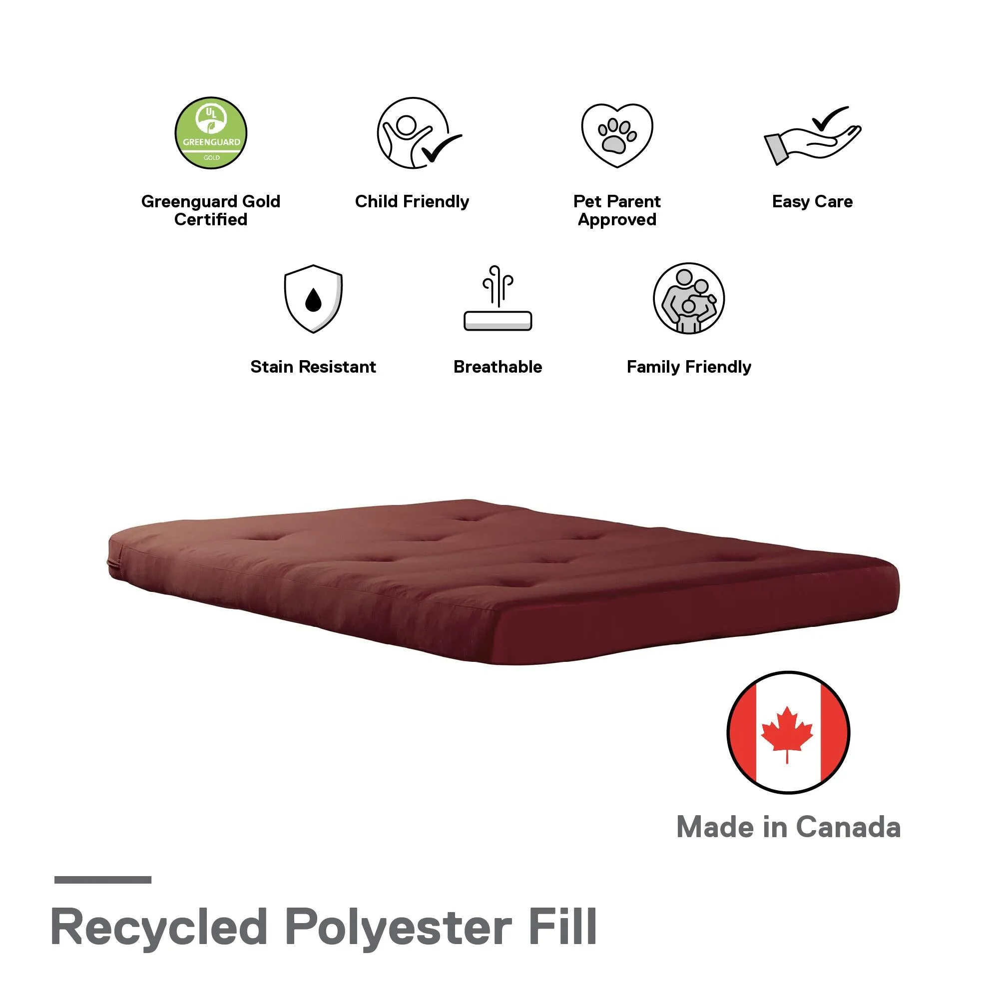 6" Full Size Futon Mattress with Tufted Cover