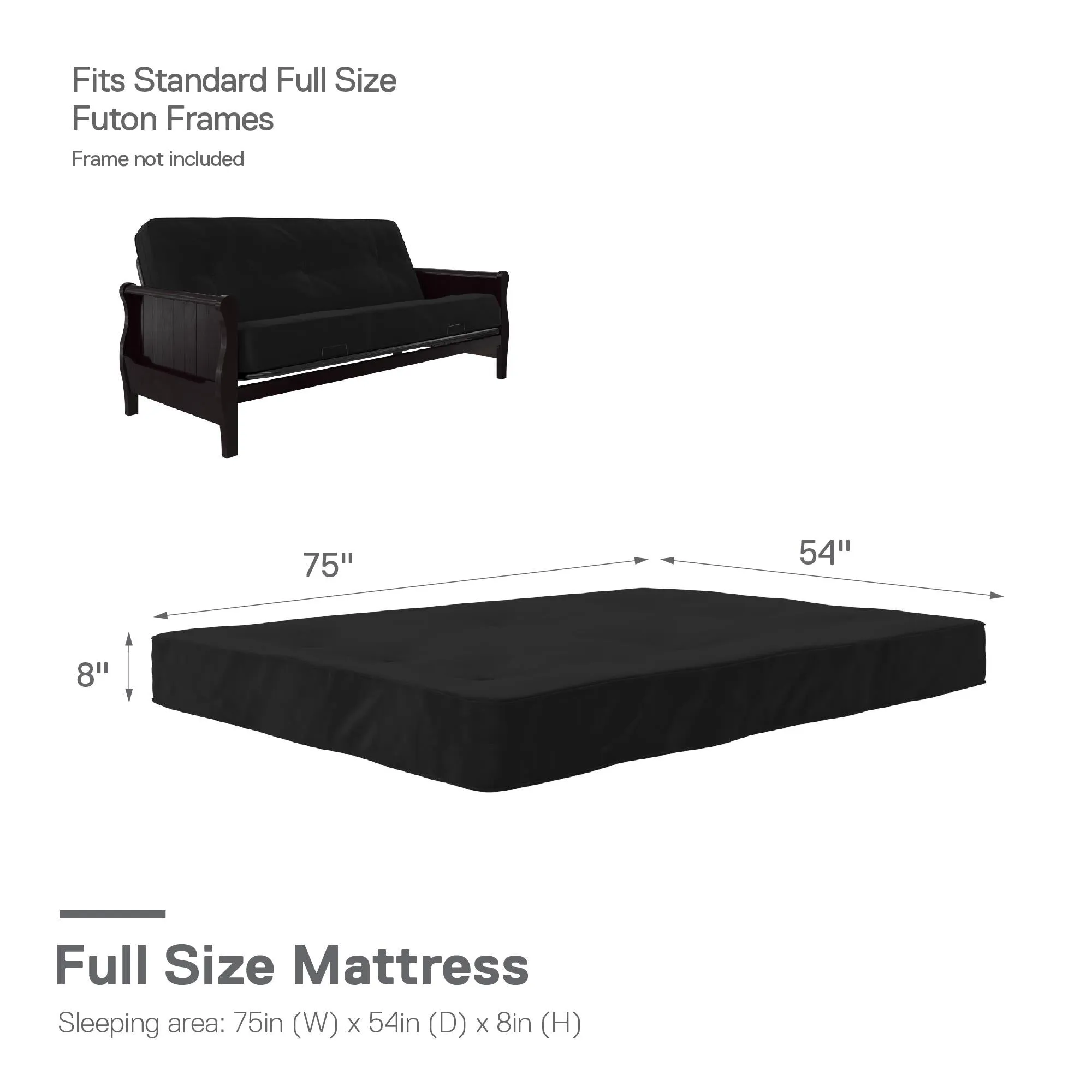 8" Full Size Futon Mattress with Tufted Cover