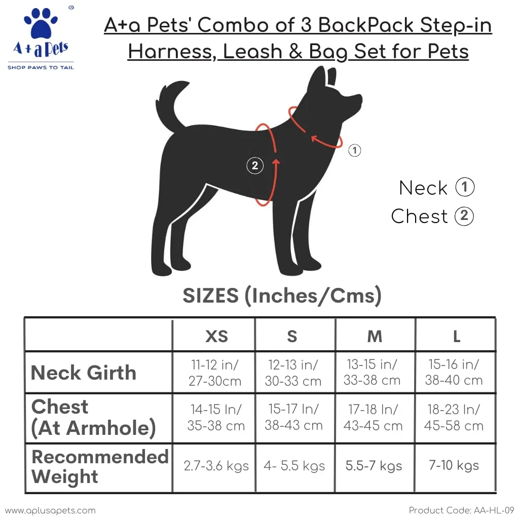 A a Pets' Combo of 3 BackPack Harness, Leash & Bag Set - Stripes