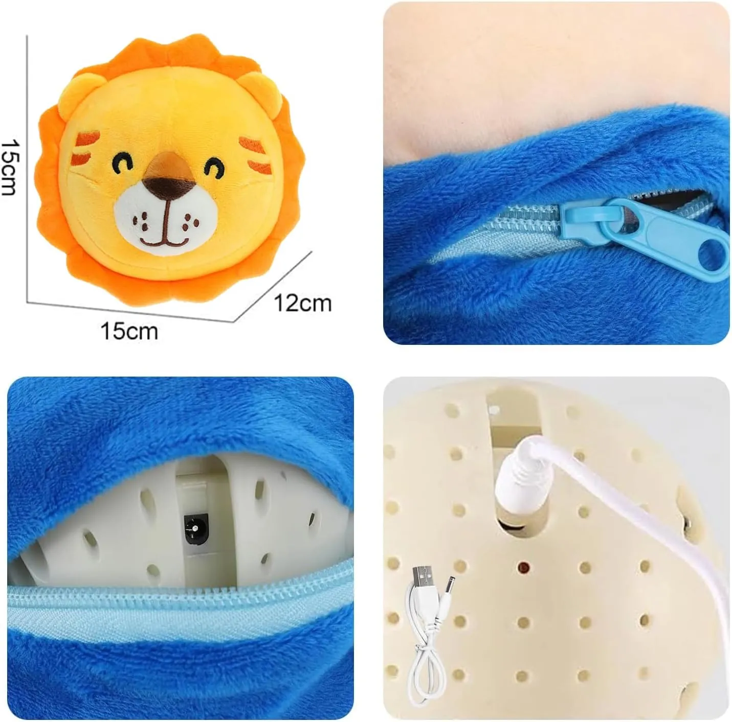 Active Moving Pet Plush Toy, Interactive Dog Toys Pet Bouncing Balls, USB Rechargeable Interactive Washable Cartoon Pig Plush Sound Electronic Dog Toy, Small Cute Squeaky Pig Dog Toy (Lion)