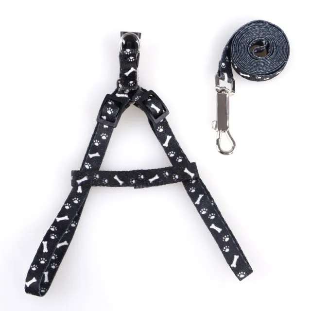 Adjustable Harness Set Leash Printed