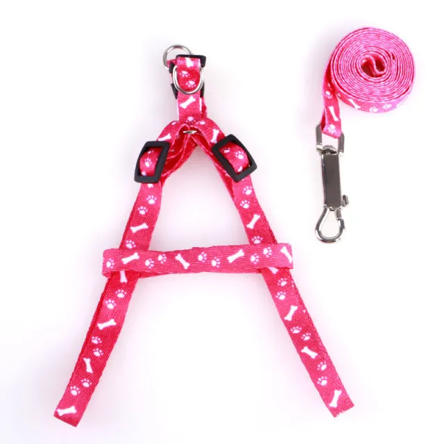 Adjustable Harness Set Leash Printed