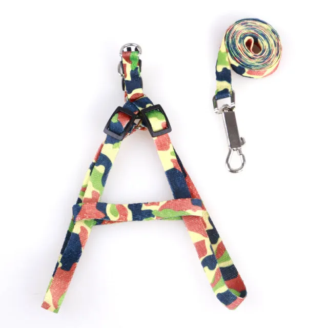 Adjustable Harness Set Leash Printed