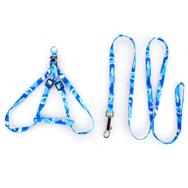 Adjustable Harness Set Leash Printed