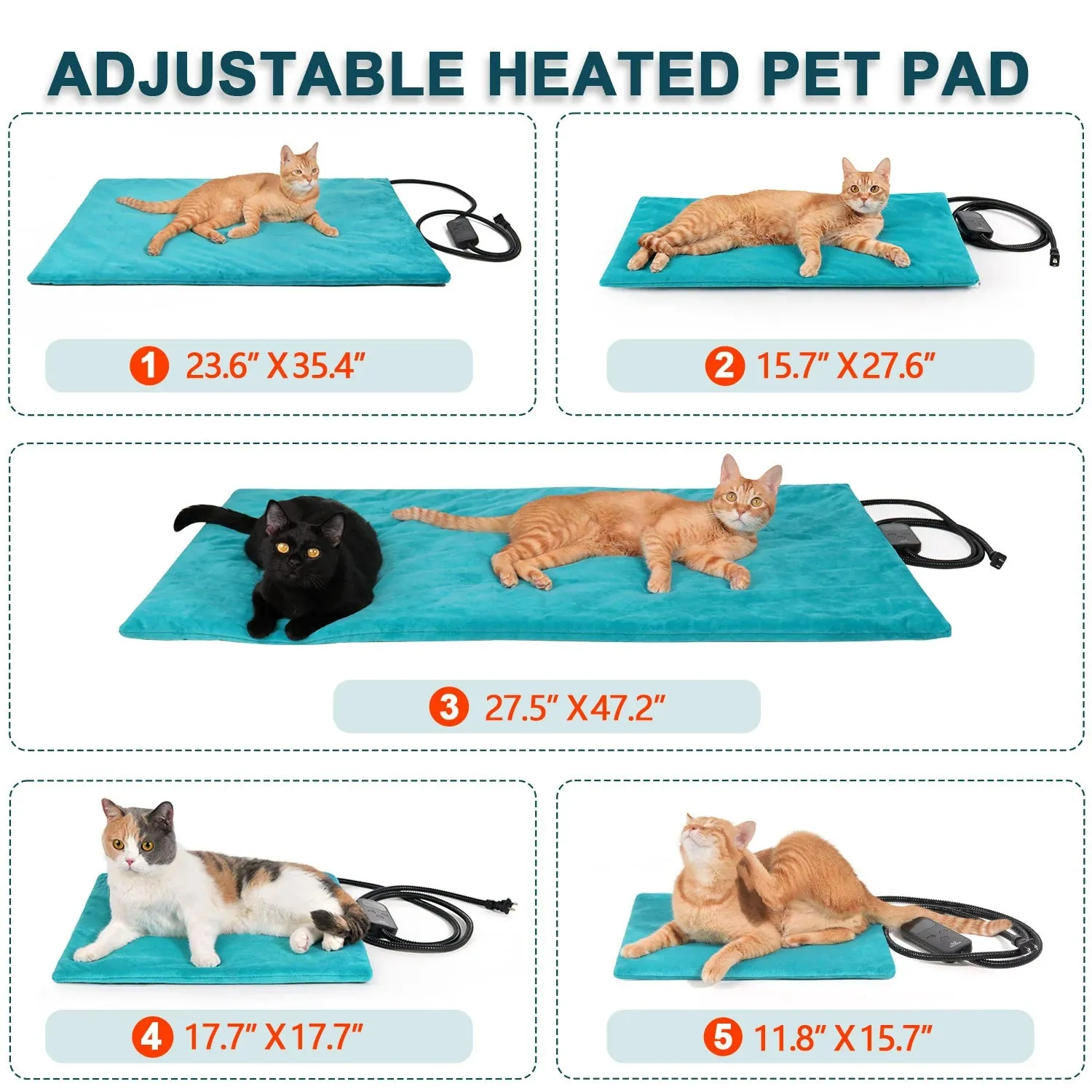 Adjustable Heated Pet Pad 16x28 in