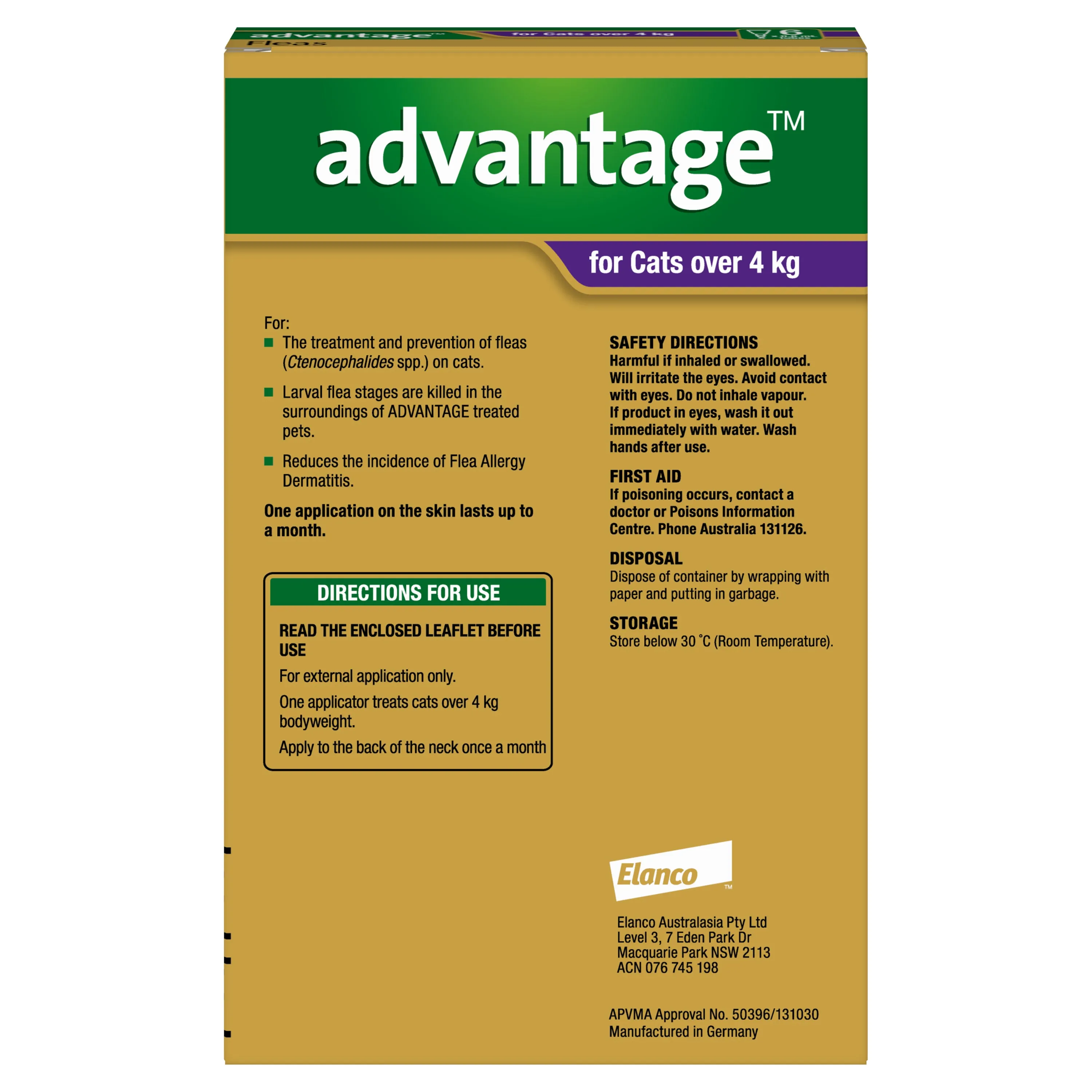 Advantage - Flea Treatment for Cats over 4kg (6pk)