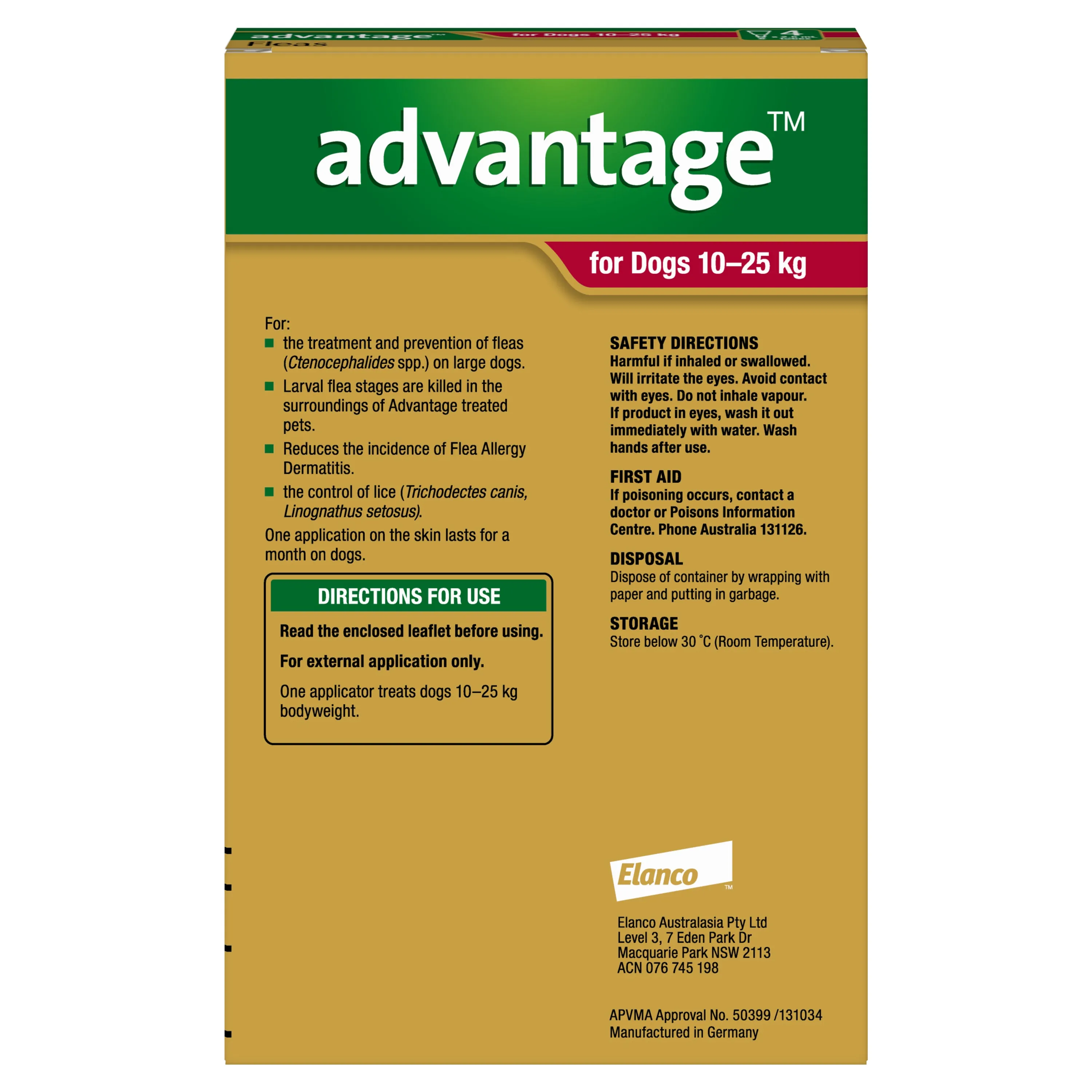 Advantage - Flea Treatment for Dogs 10-25kg (4pk)