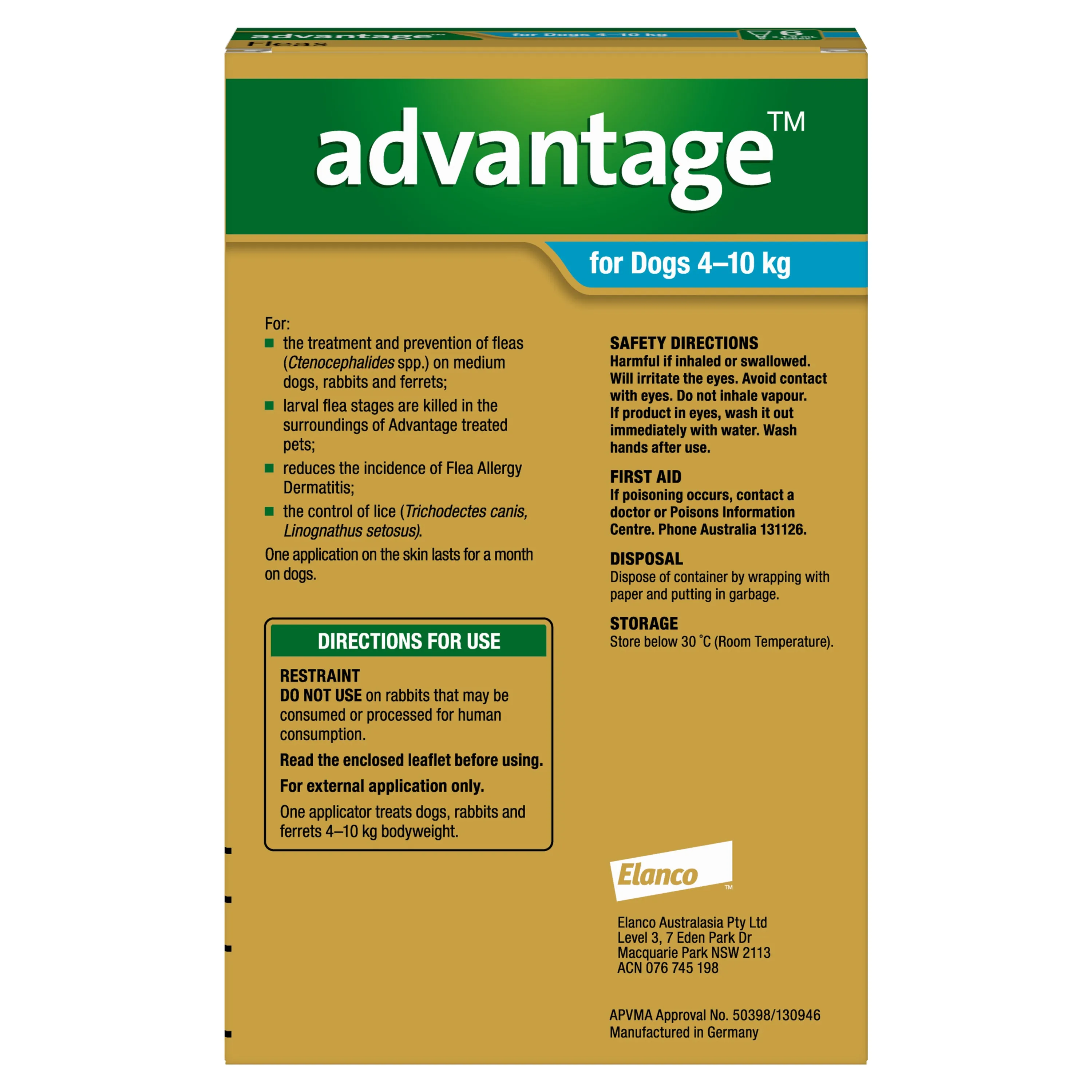 Advantage - Flea Treatment for Dogs 4-10kg (6pk)