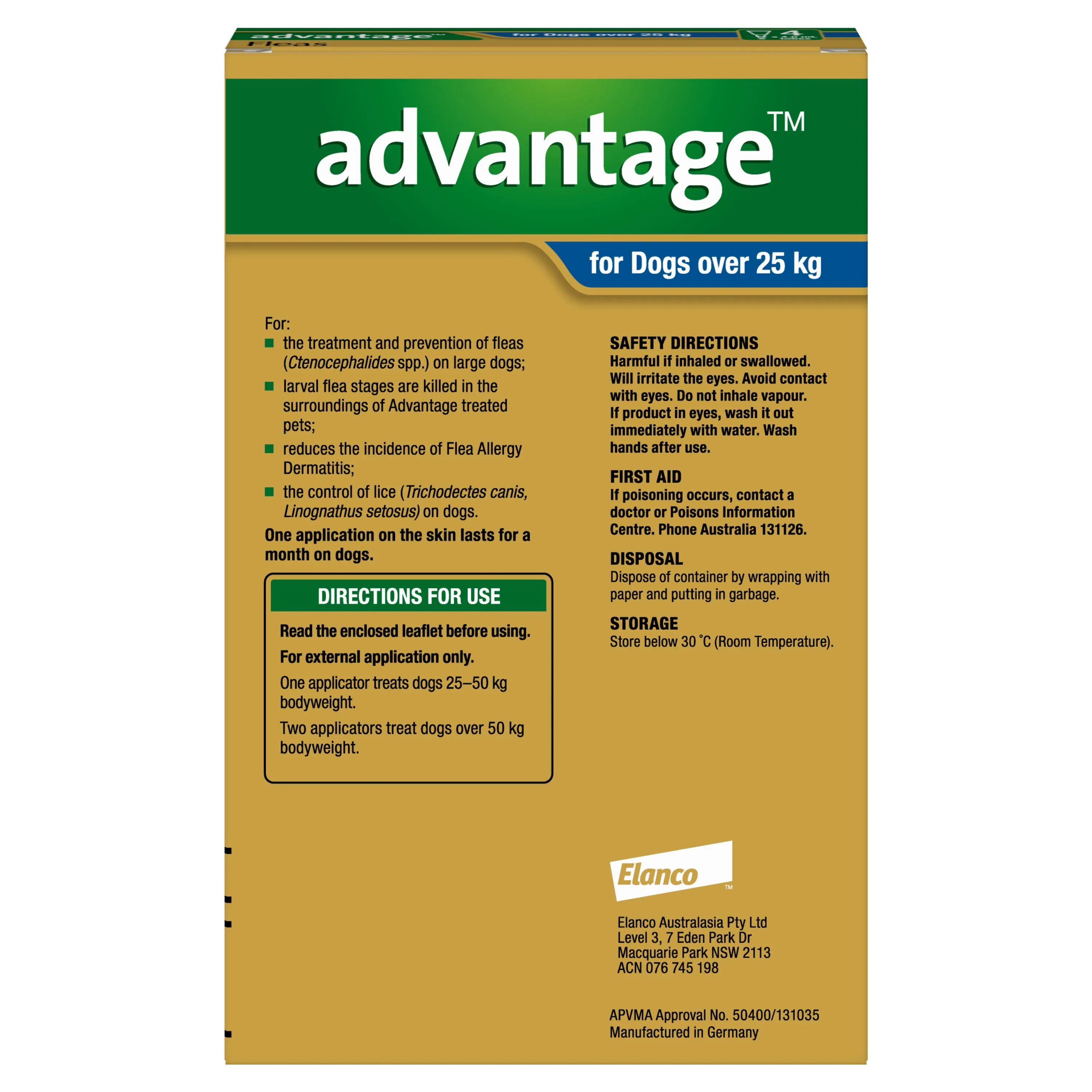 Advantage - Flea Treatment for Dogs over 25kg (4pk)