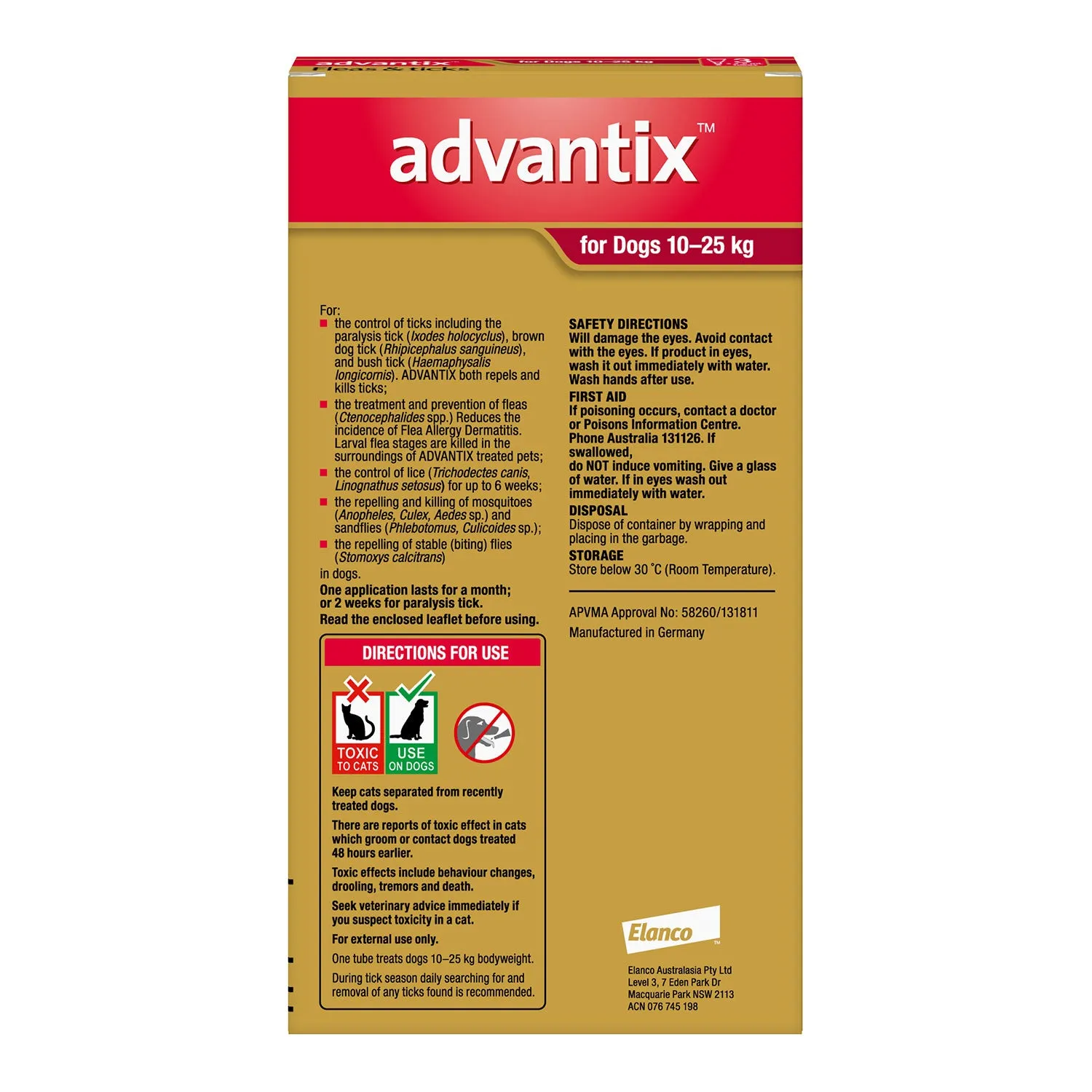 Advantix Flea & Tick Treatment for Large Dogs 10-25kg 3 Pack