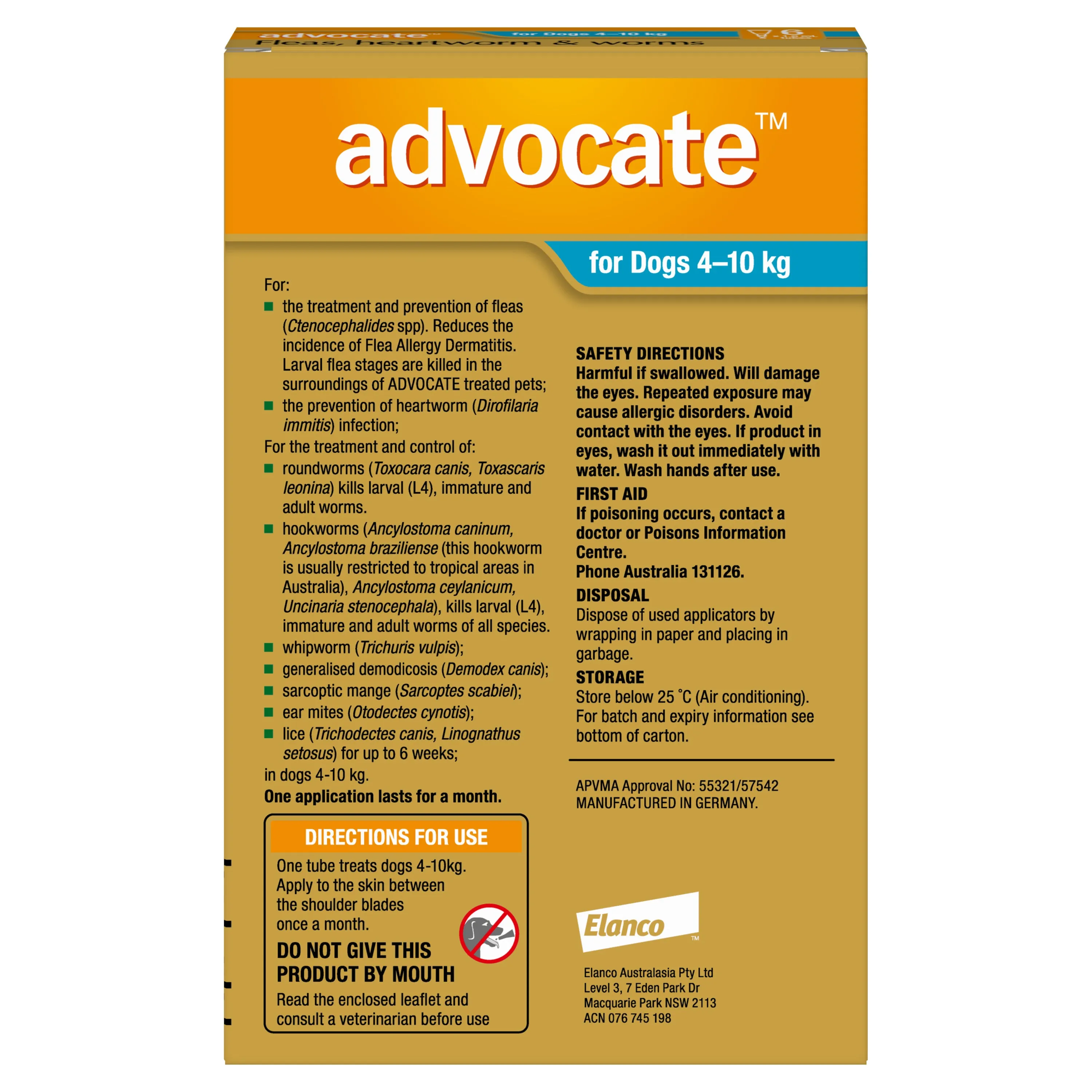 Advocate - Dog 4-10kg (6pk)