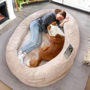 AiroPaws™ US Dog Bed Mat for Pets | Human-Sized Pet Bed | Bean Bag Dog Bed | 72x48x11 inches | Polyester with Detachable Cover | Brown