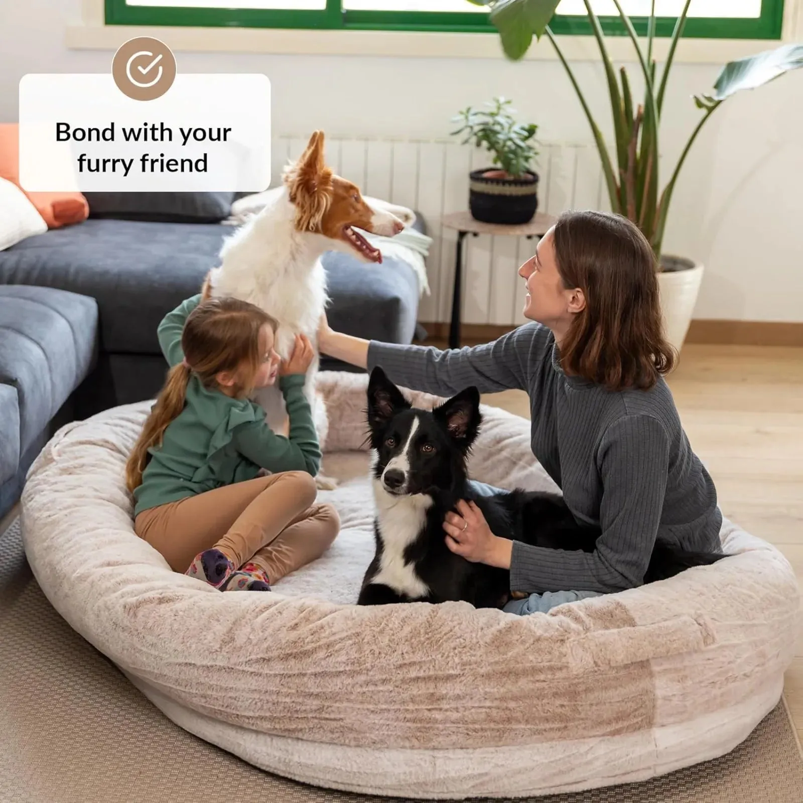 AiroPaws™ US Dog Bed Mat for Pets | Human-Sized Pet Bed | Bean Bag Dog Bed | 72x48x11 inches | Polyester with Detachable Cover | Brown