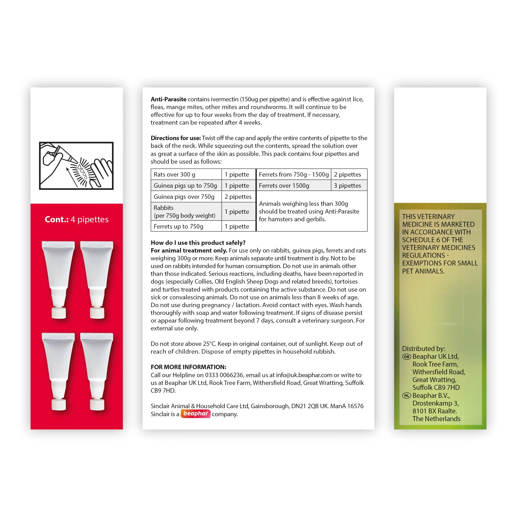 Beaphar | Small Pet Healthcare | Ivermectin Anti-Parasite Spot On (>300g)