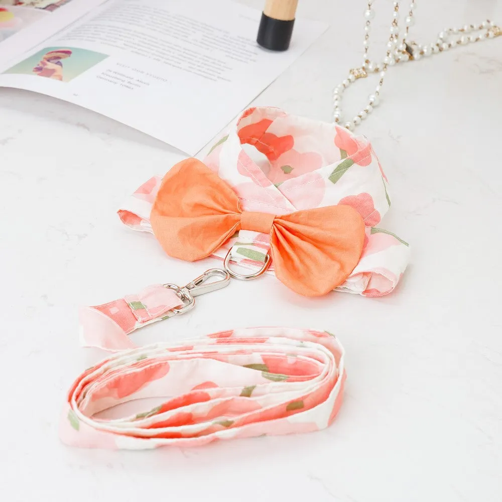 Cotton Bow Pet Harness and Leash Set