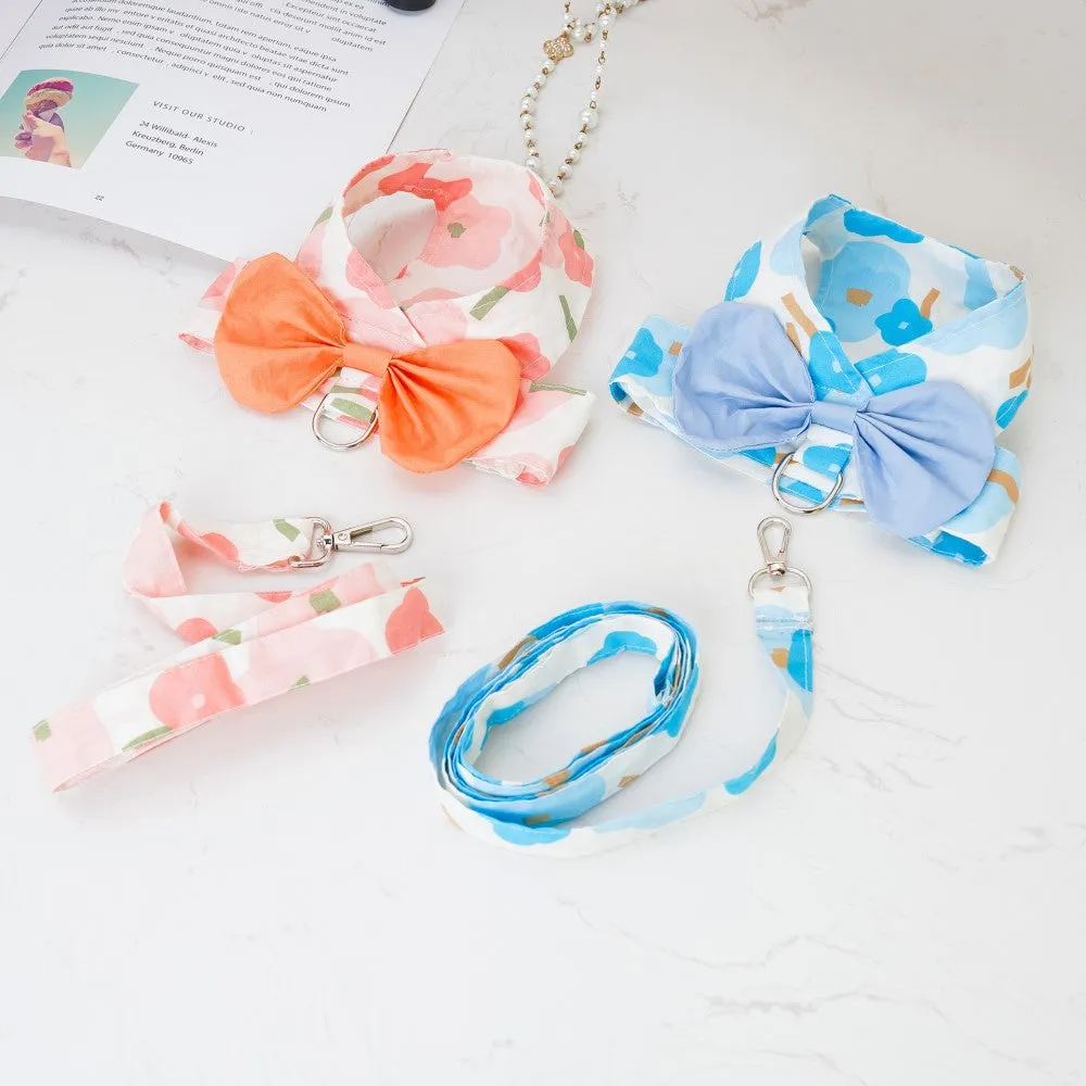 Cotton Bow Pet Harness and Leash Set