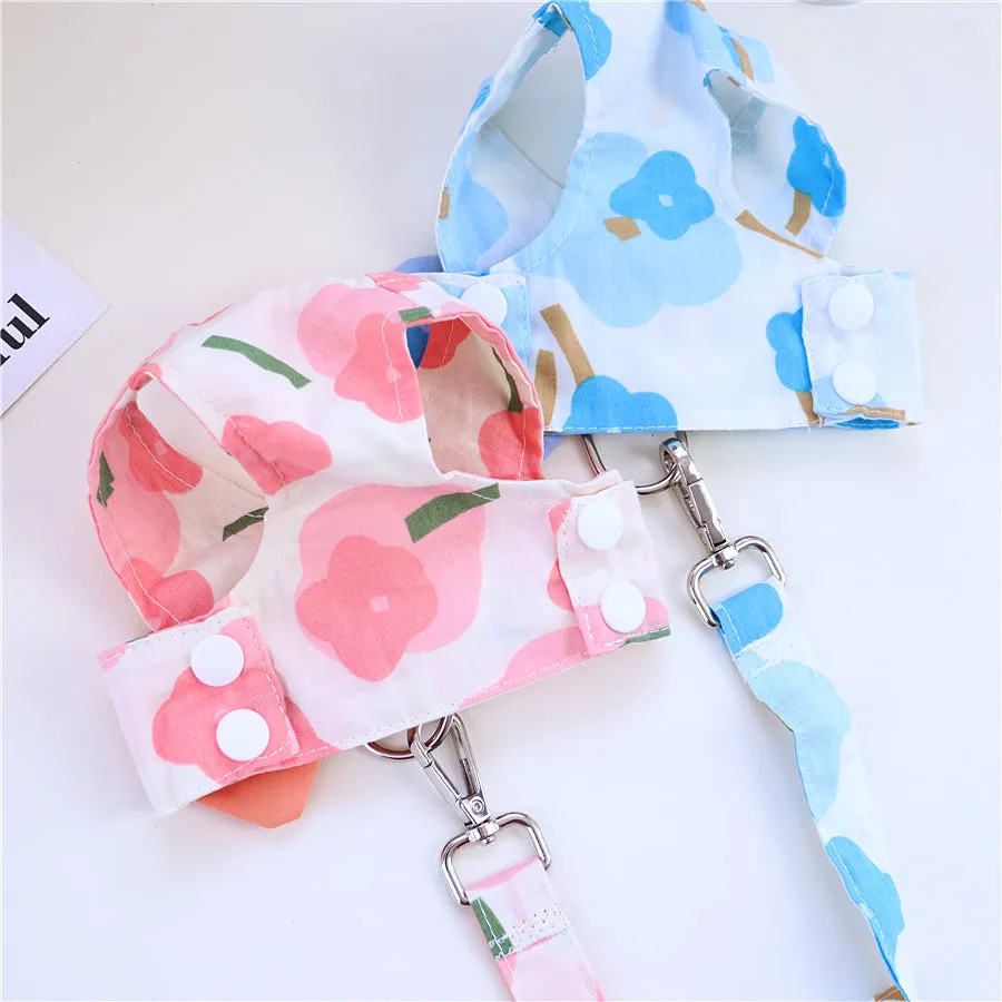 Cotton Bow Pet Harness and Leash Set