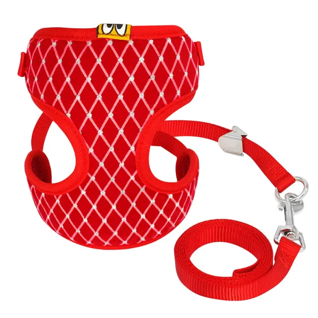 Cute Dog Harness Vest Breathable Leash