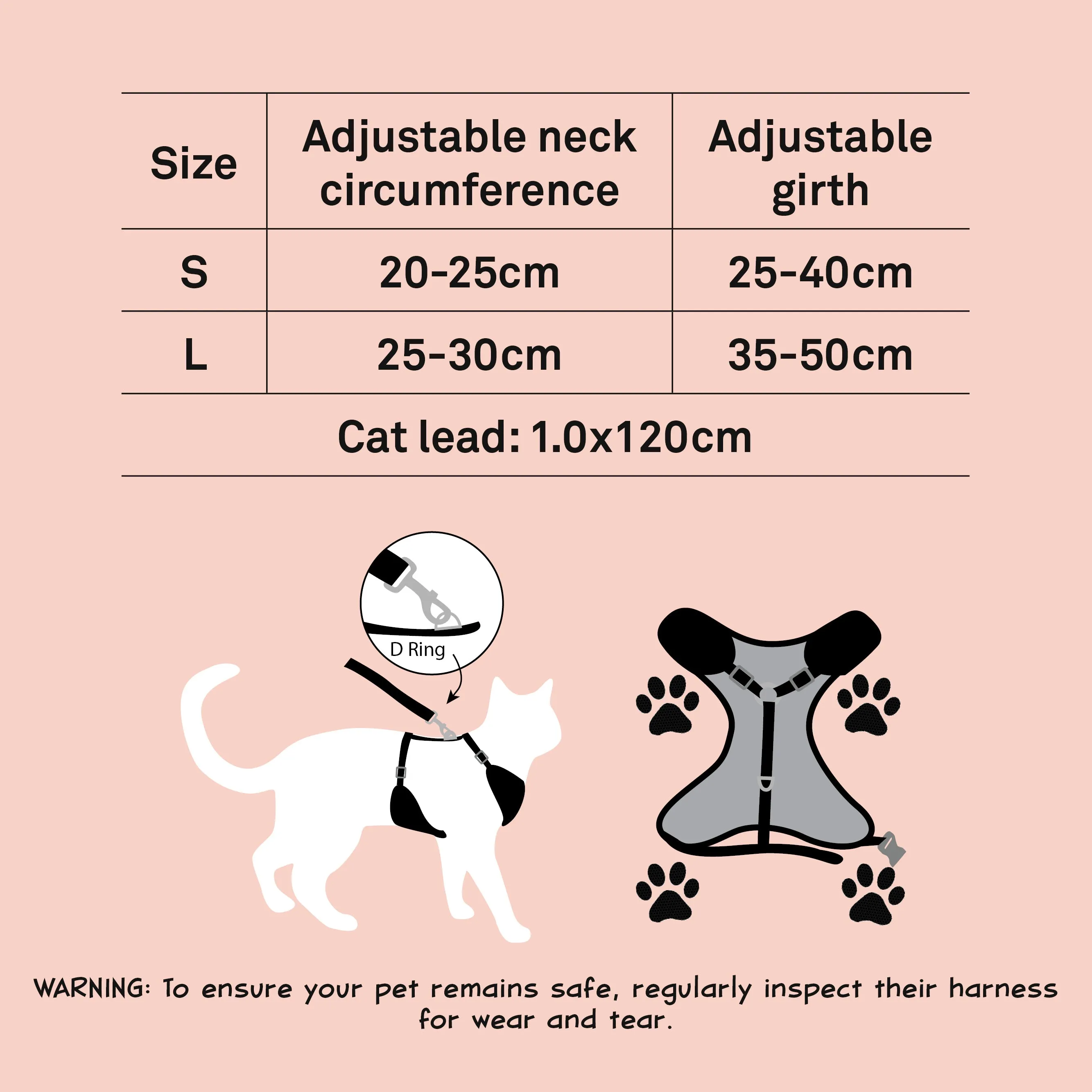 Dan & Sam - Cat Step-in Harness & Lead (Dinosaur Land) - Small