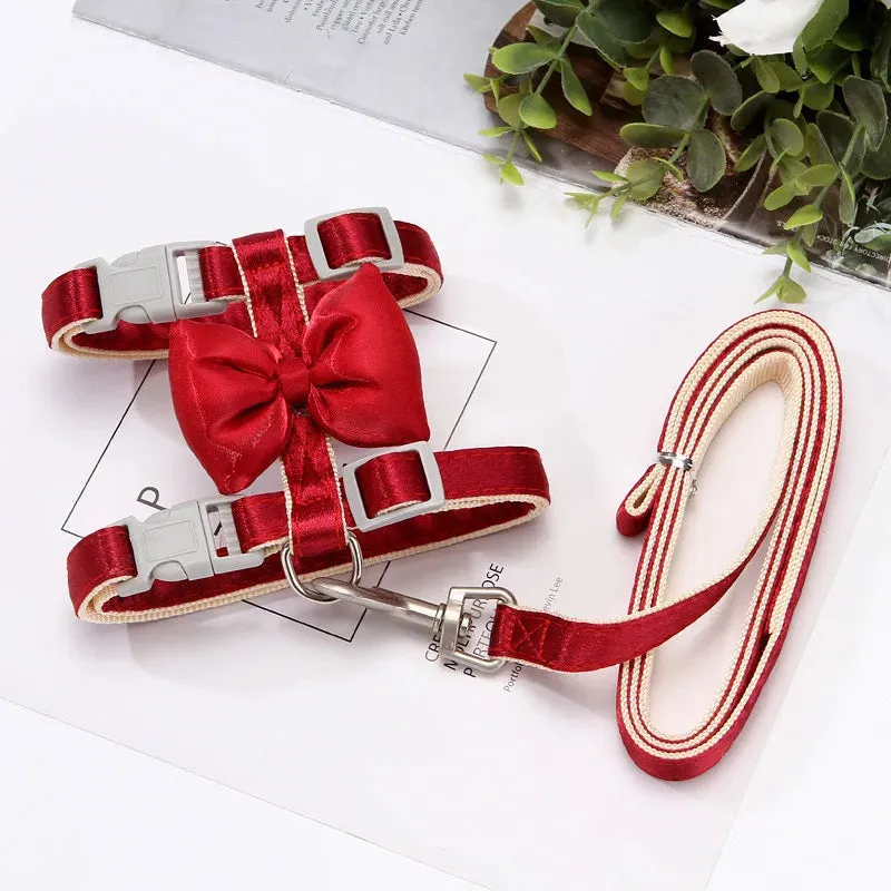 DIVA Pet - Big Bow Harness And Leash Set- 4 Colors