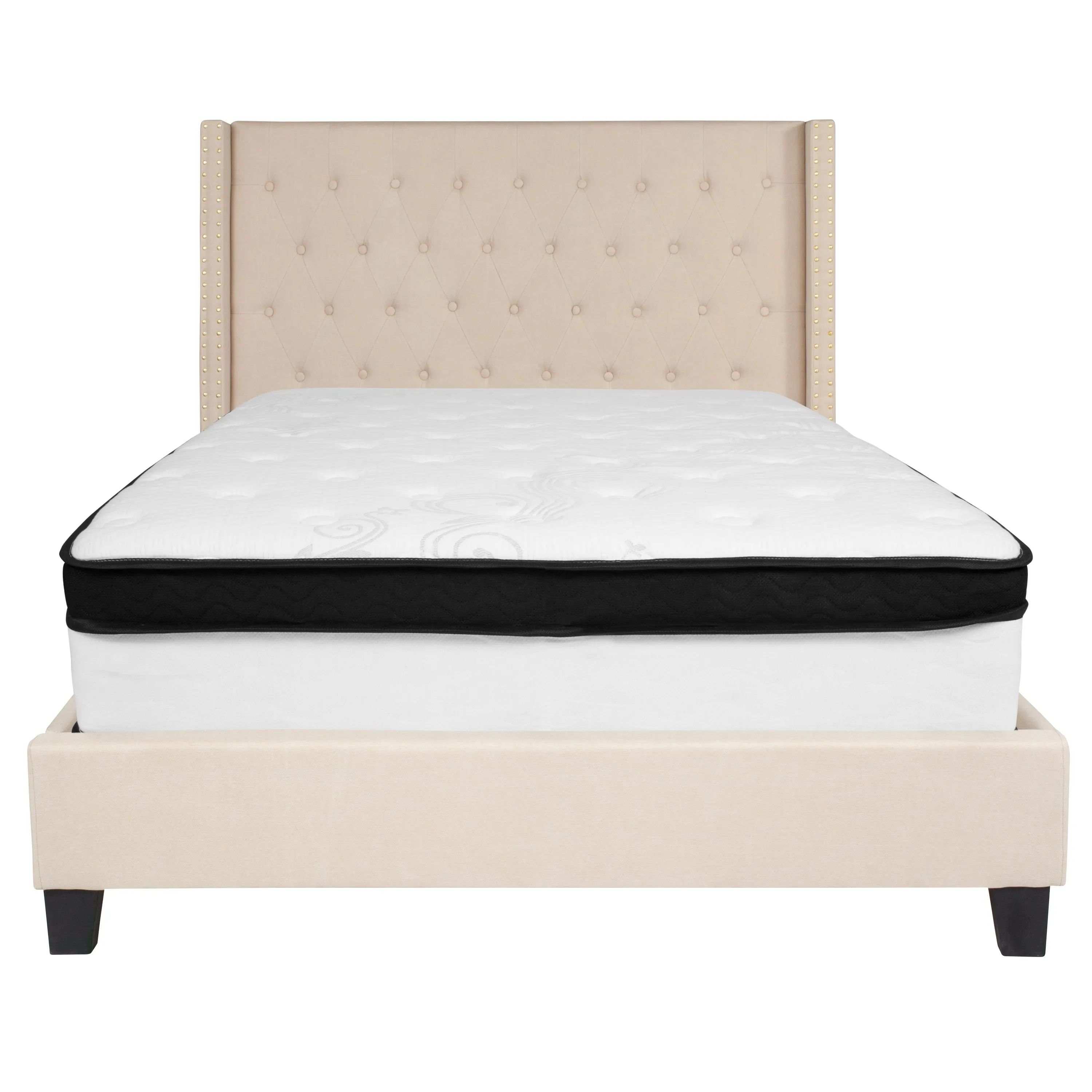 Full Platform Bed Set-Beige HG-BMF-34-GG