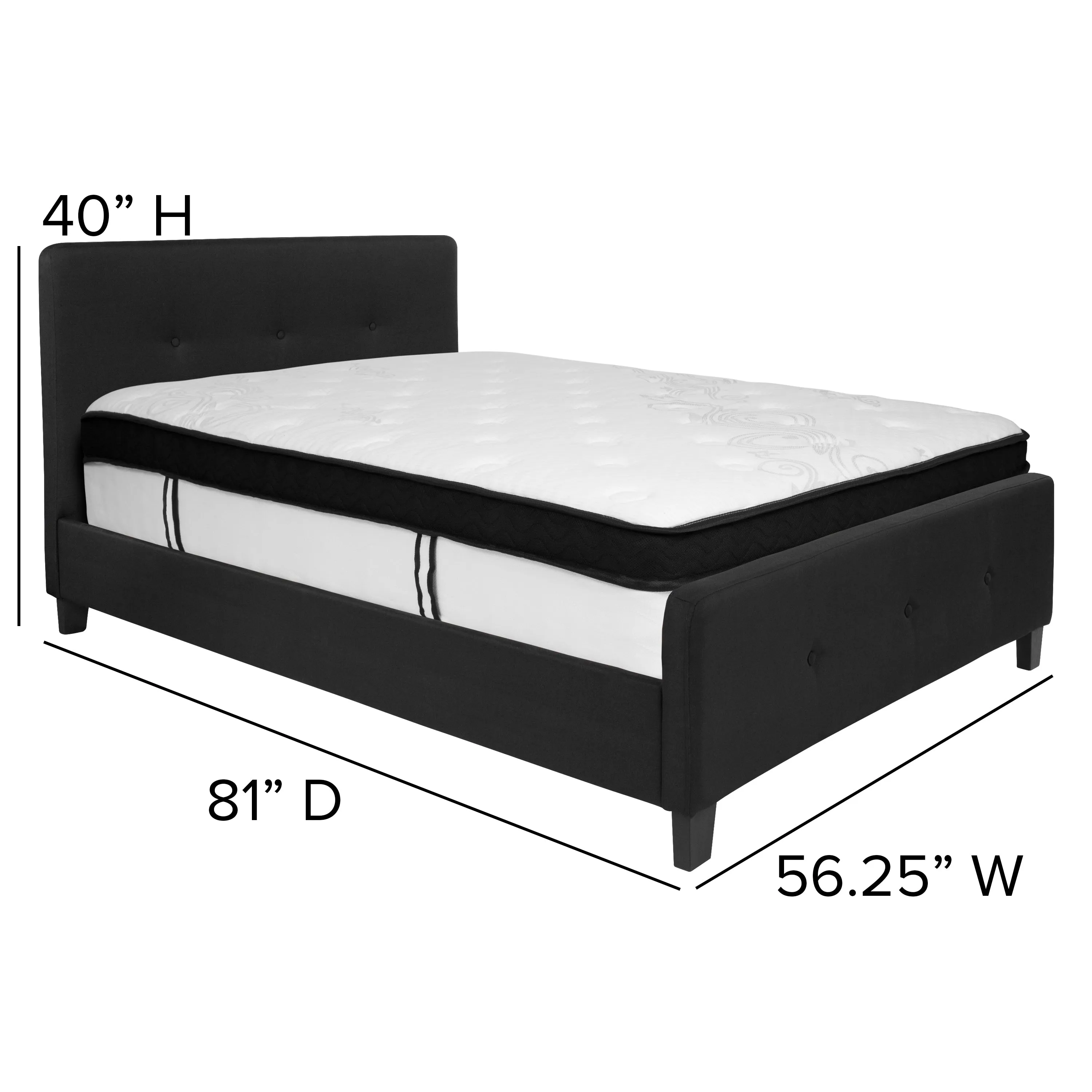 Full Platform Bed Set-Black HG-BMF-22-GG