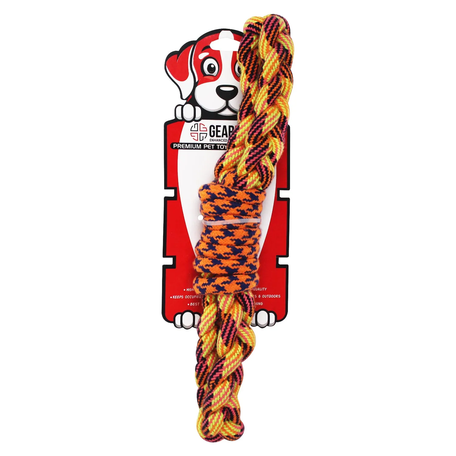 Gearbuff Tug No War Rope chew dental toy, Multicolor Orange
