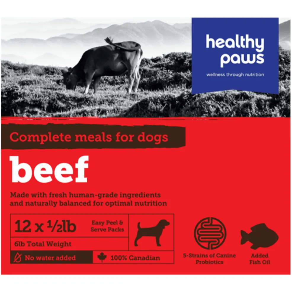 Healthy Paws Raw Dog Food Complete Dinner Beef Recipe