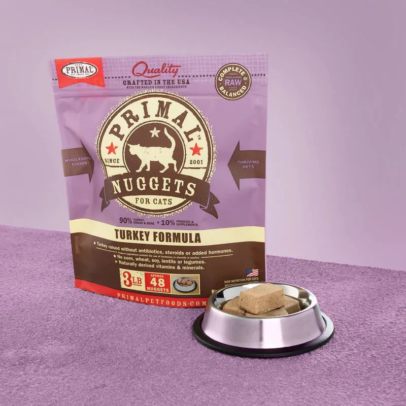 *In Store Only* Primal Feline Raw Frozen Nuggets Turkey 3lb