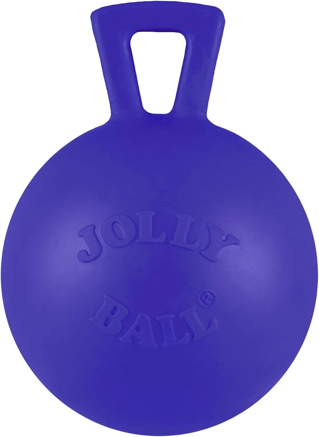 Jolly Pets Tug-n-Toss Heavy Duty Dog Toy Ball with Handle, 4 Inches/Petite, Blue (404 BL),Small Breeds