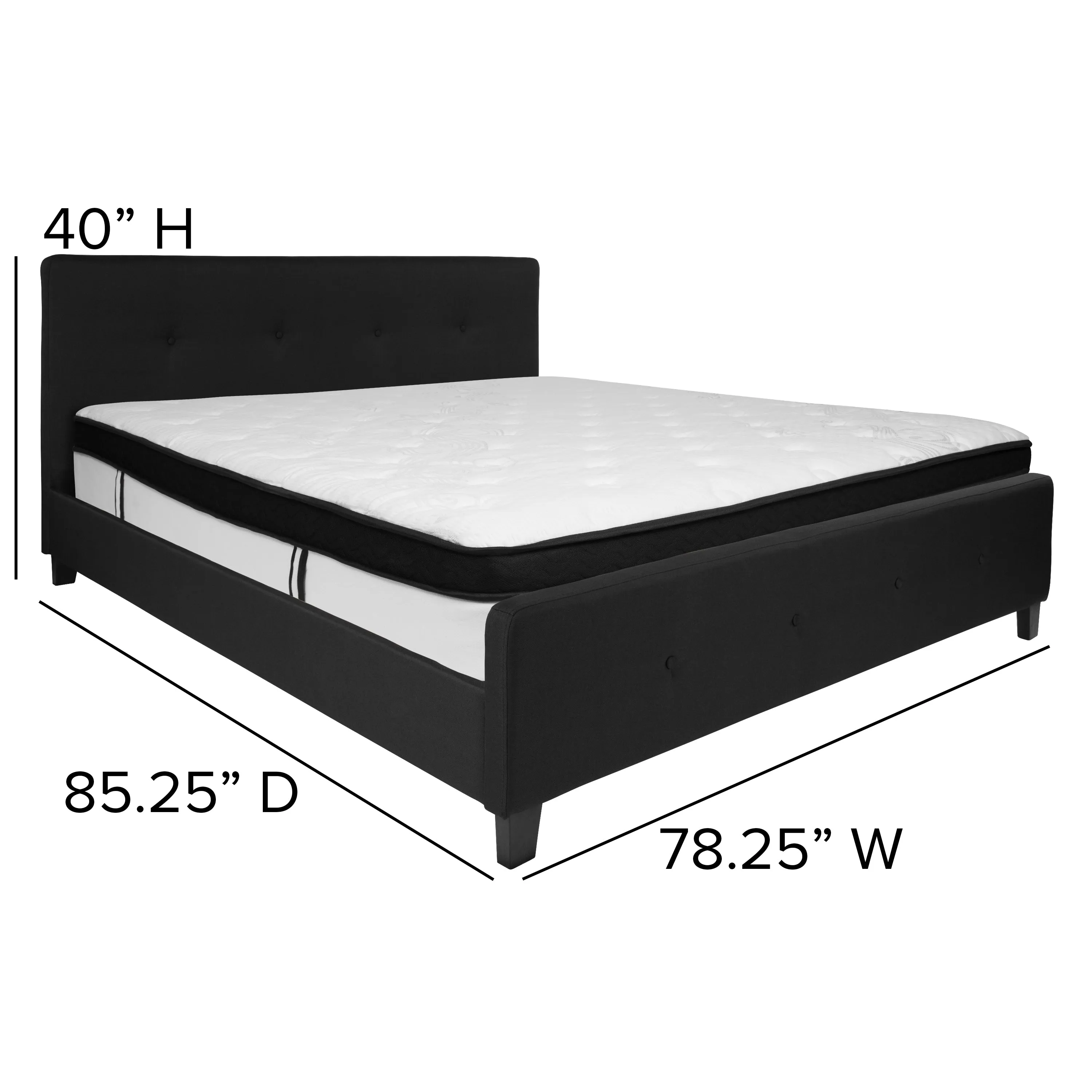 King Platform Bed Set-Black HG-BMF-24-GG