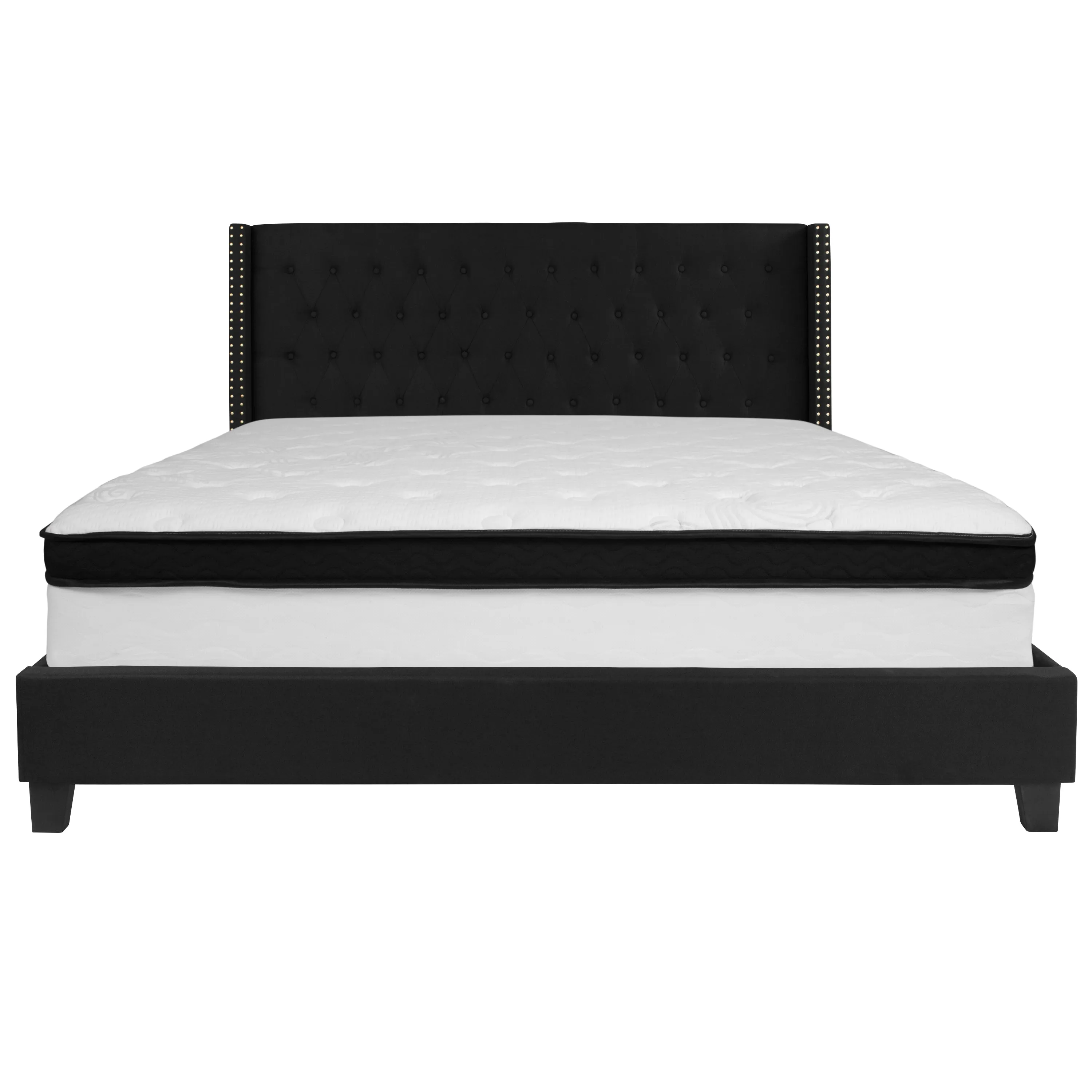 King Platform Bed Set-Black HG-BMF-40-GG