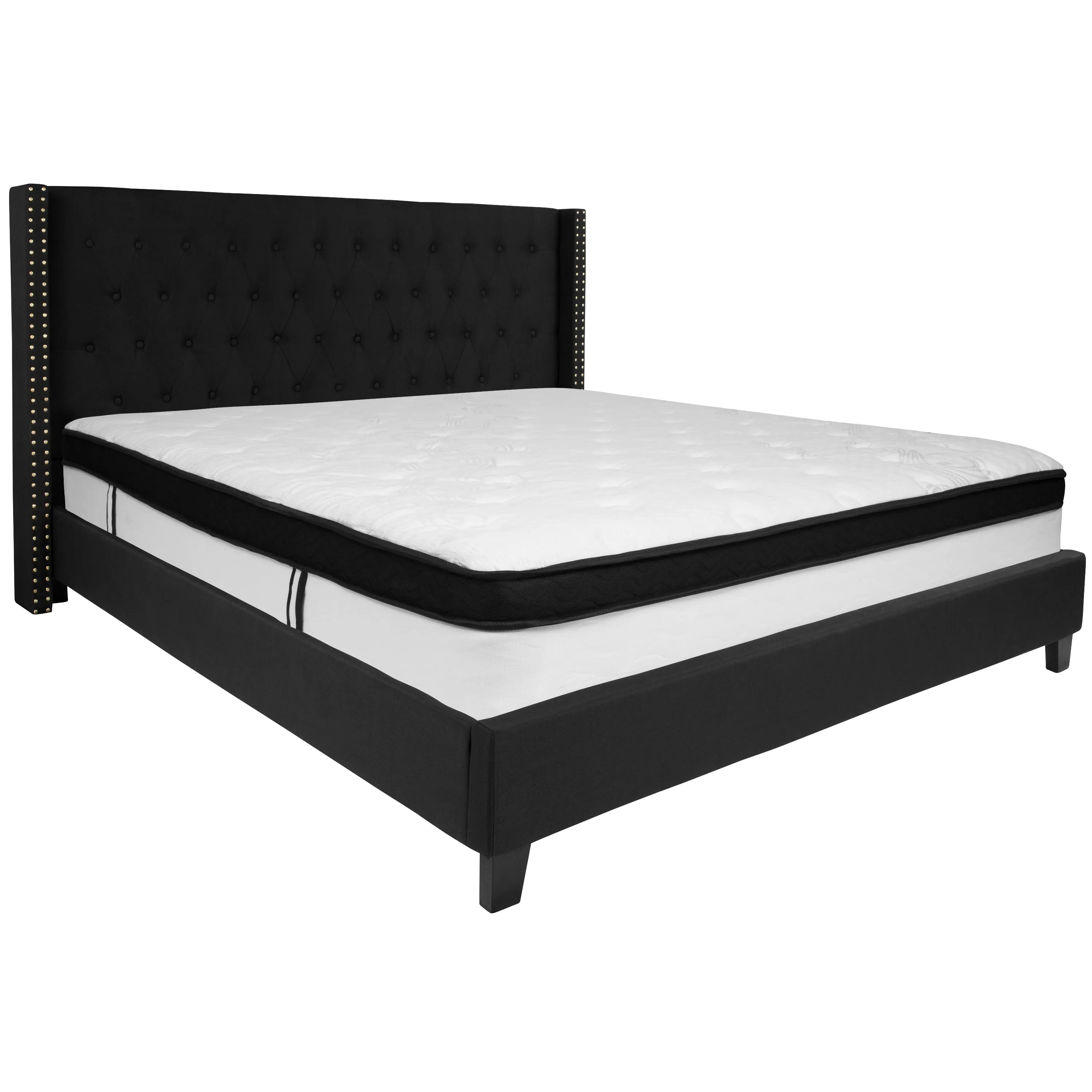 King Platform Bed Set-Black HG-BMF-40-GG
