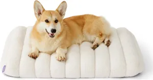 Lesure Cute Orthopedic Dog Bed for Crate, Large Waterproof Chic Flat Pet Beds with Removable Washable Cover, Fuzzy Thick Egg Crate Foam Pet Mat for Indoor Dogs (35" x 22", Cream)