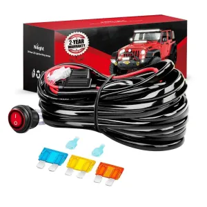 Nilight 14AWG Wiring Harness Kit - 1 Lead Heavy Duty 12V On-Off Switch Power 40 Amp Relay Blade Fuse for Off Road LED Work Light Bar, 2 Years Warranty