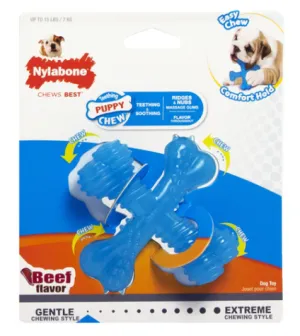 NYLABONE PUPPY CHEW X BONE CHEW TOY - BEEF - SMALL